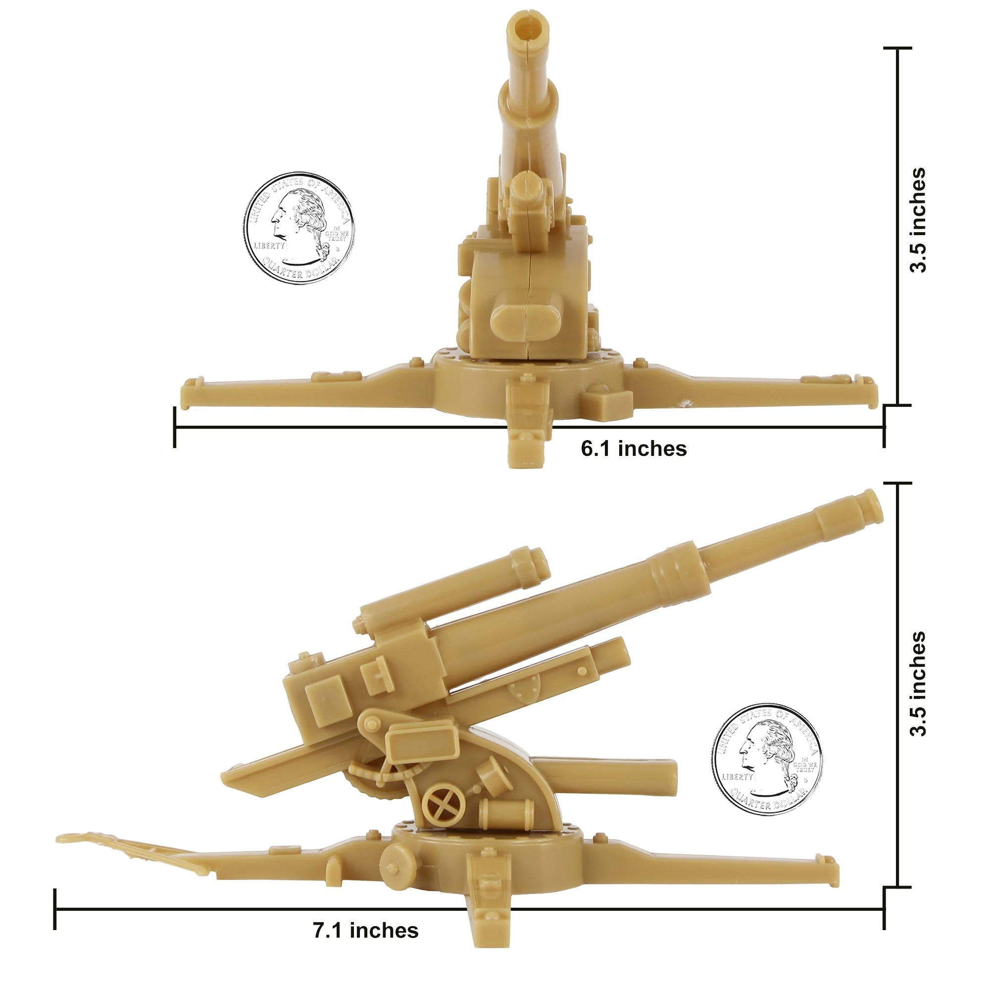 BMC CTS WW2 German 88mm Flak Artillery & Crews - 15pc Tan Army Men Accessories - Image 4