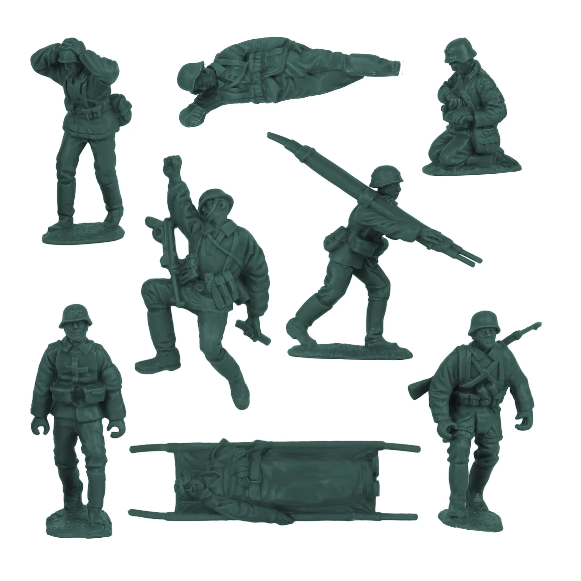 BMC CTS WW2 German Assault & Medic Plastic Army Men - 24pc Forest-Green Soldiers - Image 4