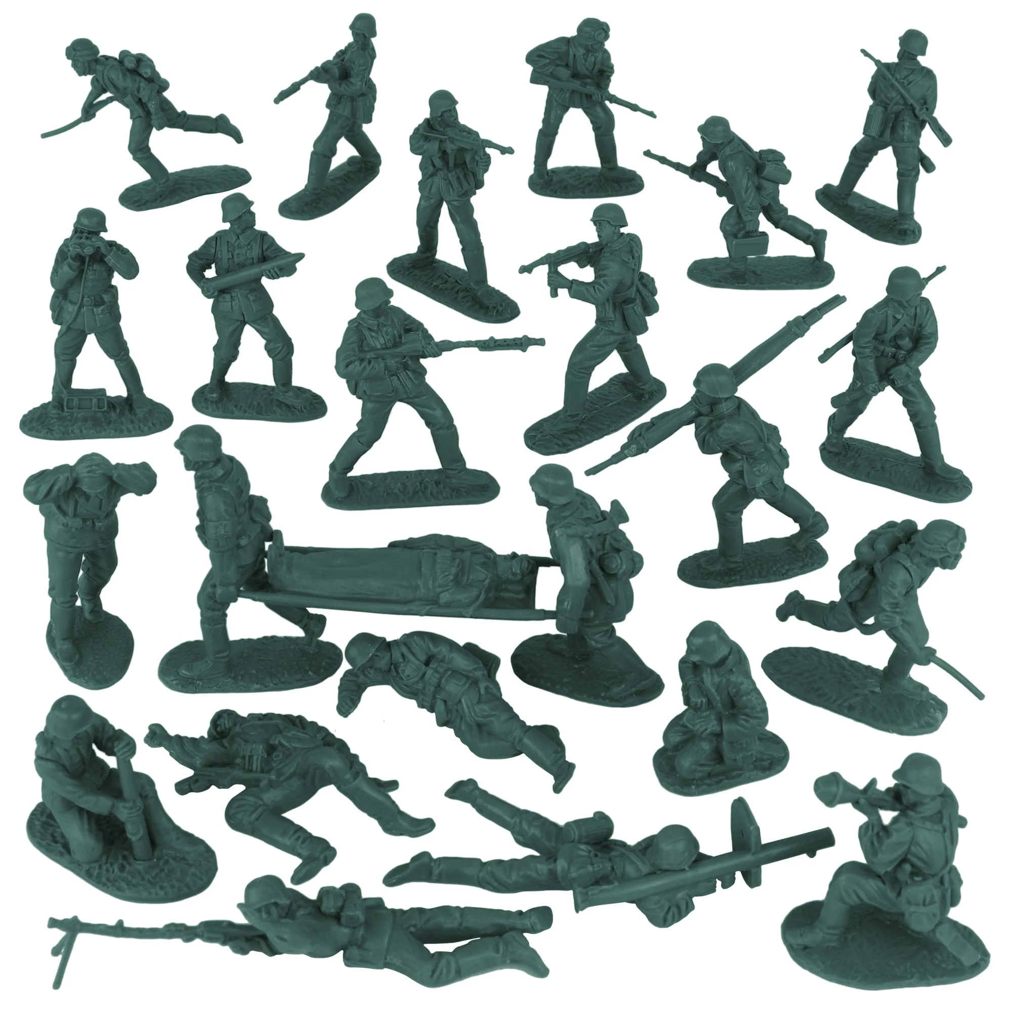 BMC CTS WW2 German Assault & Medic Plastic Army Men - 24pc Forest-Green Soldiers - Image 5