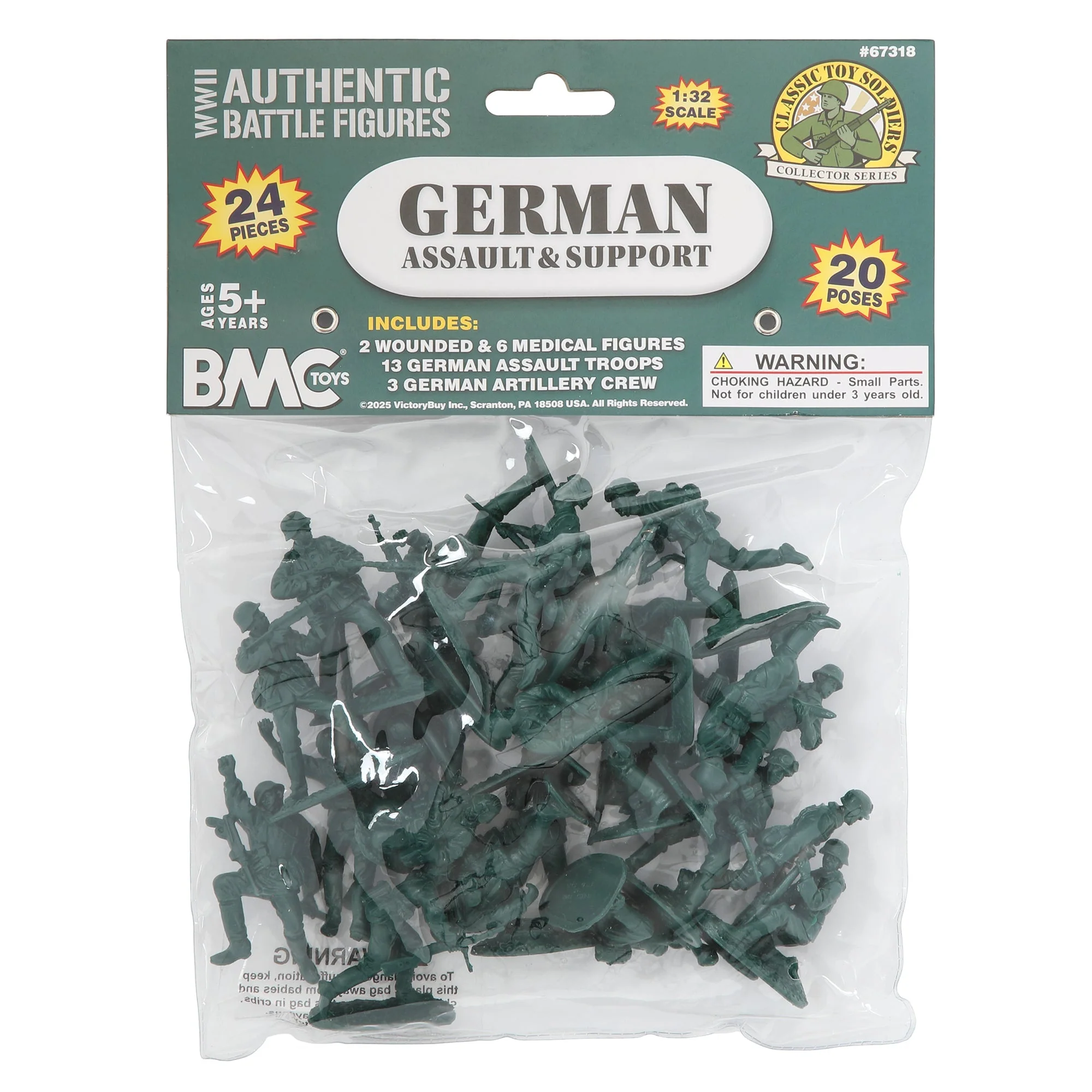 BMC CTS WW2 German Assault & Medic Plastic Army Men - 24pc Forest-Green Soldiers - Image 8