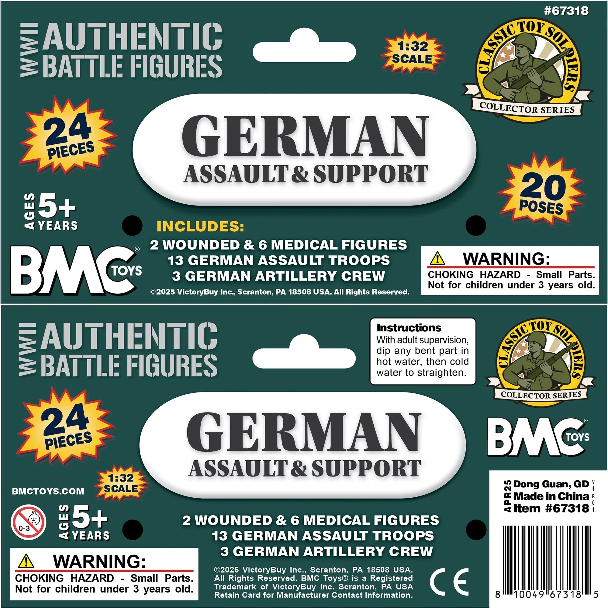 BMC CTS WW2 German Assault & Medic Plastic Army Men - 24pc Forest-Green Soldiers - Image 9