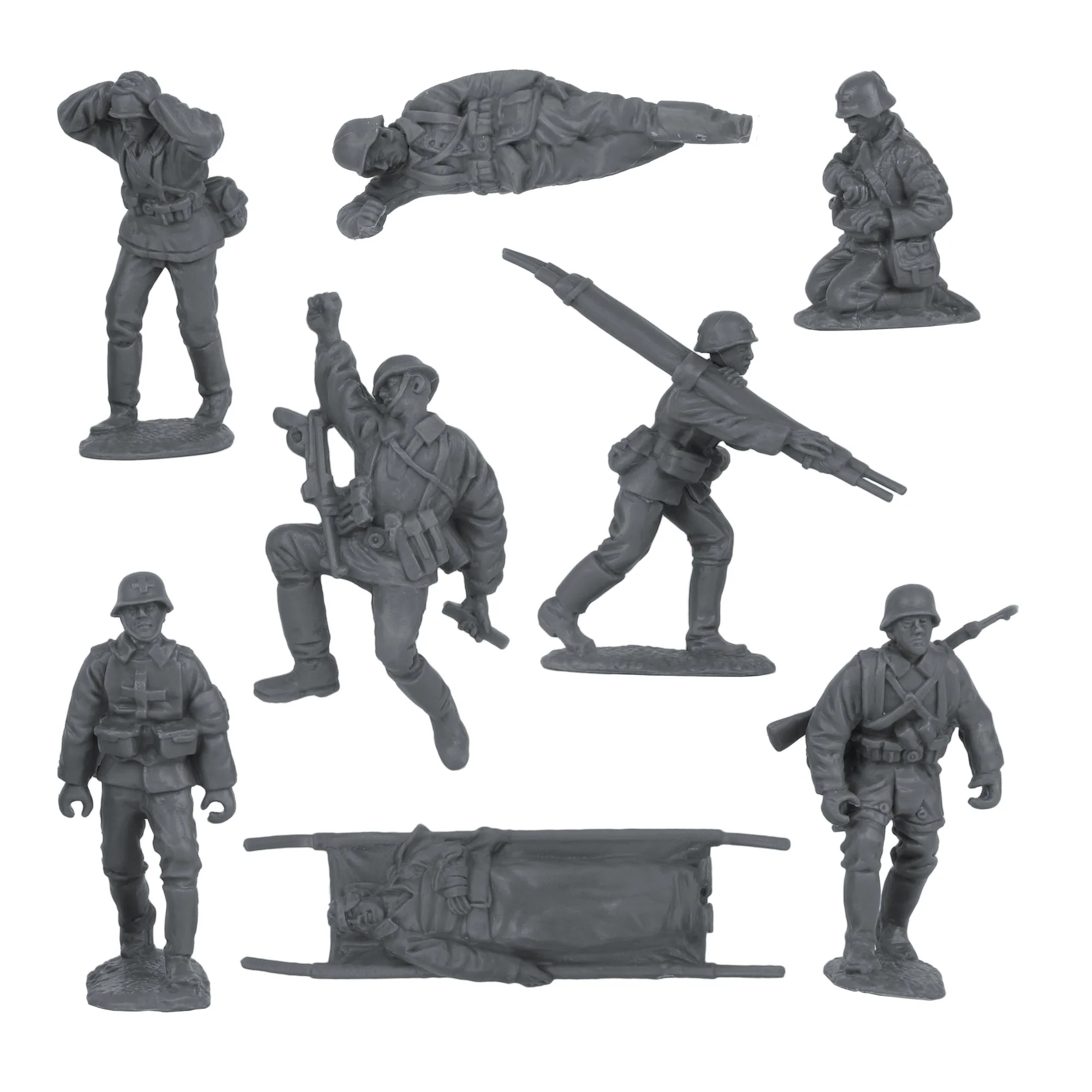 BMC CTS WW2 German Assault & Medics Plastic Army Men - 24pc Gray Soldier Figures - Image 4