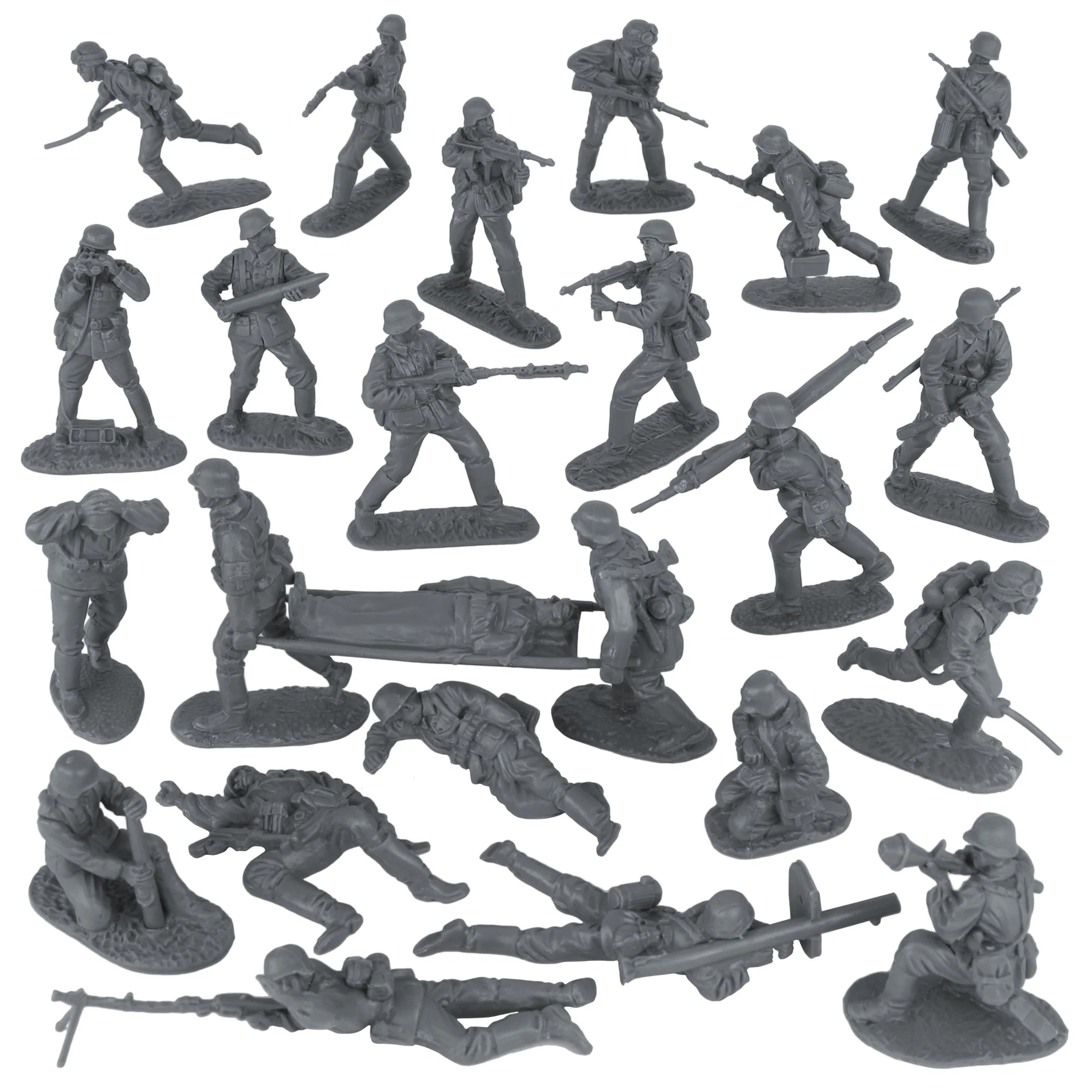 BMC CTS WW2 German Assault & Medics Plastic Army Men - 24pc Gray Soldier Figures - Image 5