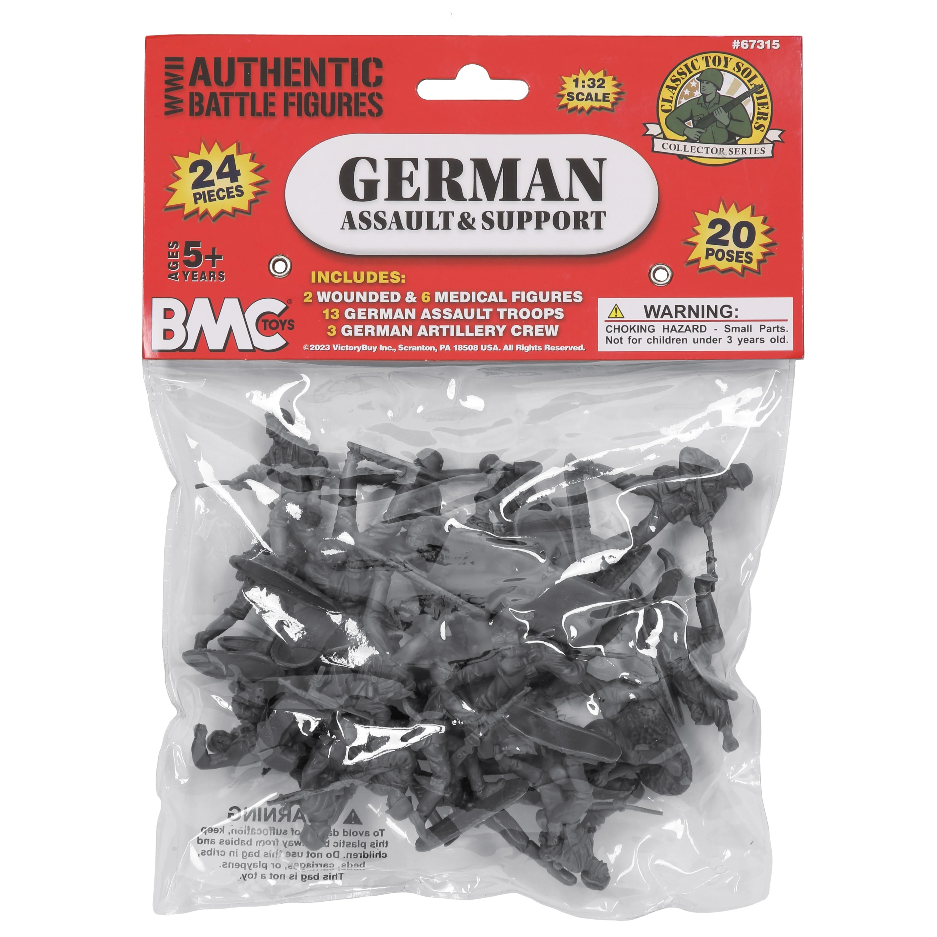 BMC CTS WW2 German Assault & Medics Plastic Army Men - 24pc Gray Soldier Figures - Image 8