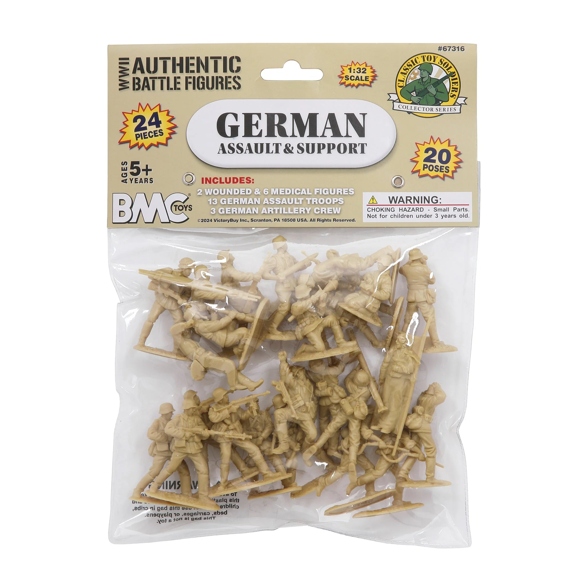 BMC CTS WW2 German Assault & Medics Plastic Army Men - 24pc Tan Soldier Figures - Image 8
