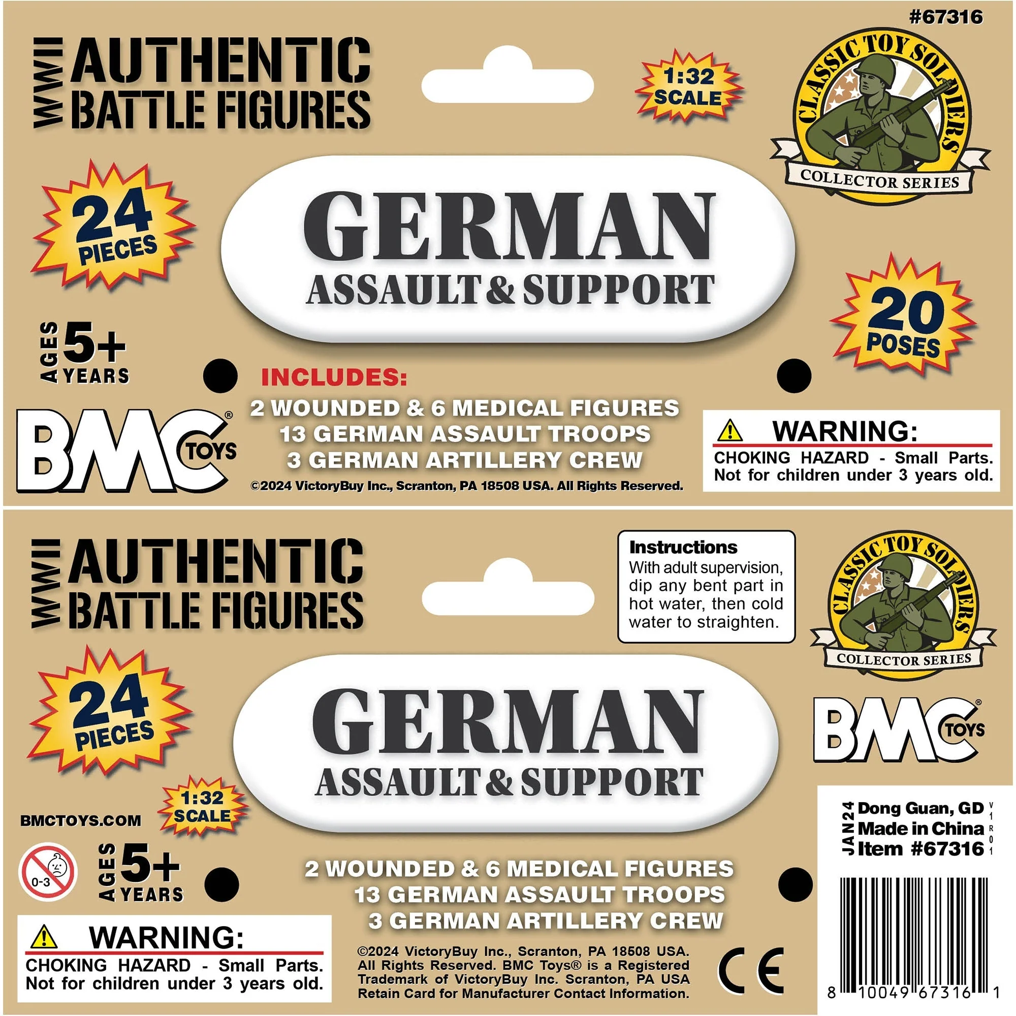BMC CTS WW2 German Assault & Medics Plastic Army Men - 24pc Tan Soldier Figures - Image 9