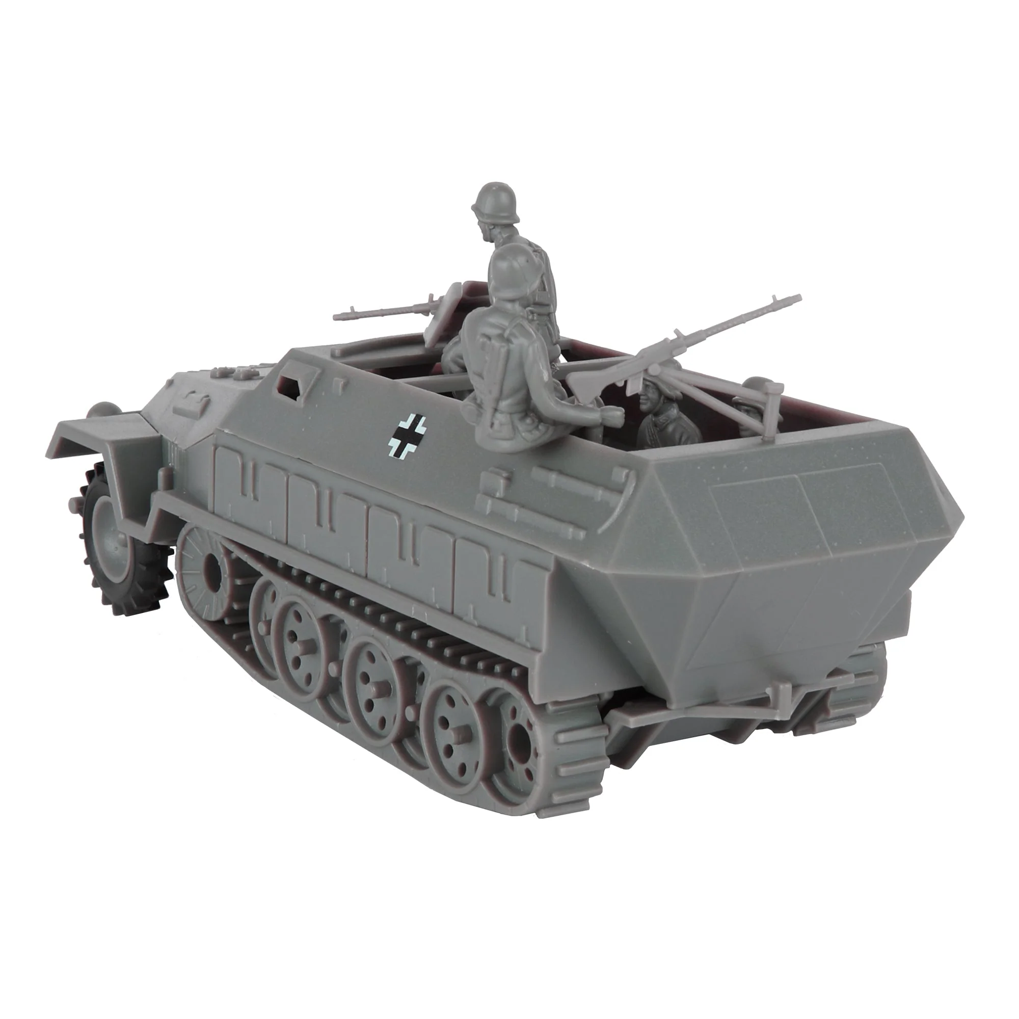 BMC CTS WW2 German Hanomag Halftrack - 5pc Gray Plastic Army Men Armored Vehicle - Image 3