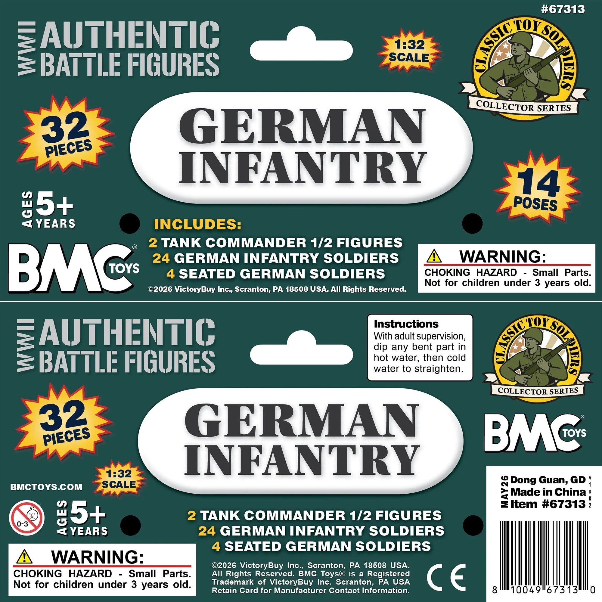 BMC CTS WW2 German Infantry Plastic Army Men - 32pc Forest Green Soldier Figures - Image 2