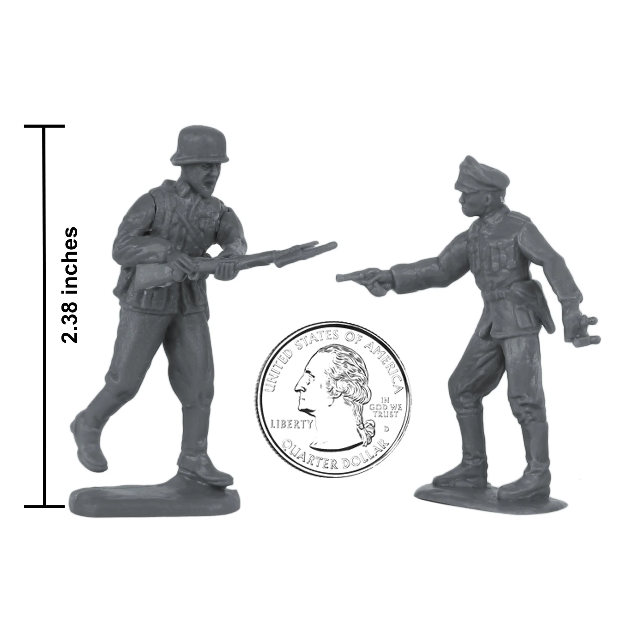 BMC CTS WW2 German Infantry Plastic Army Men - 32pc Gray Soldier Figures - Image 2