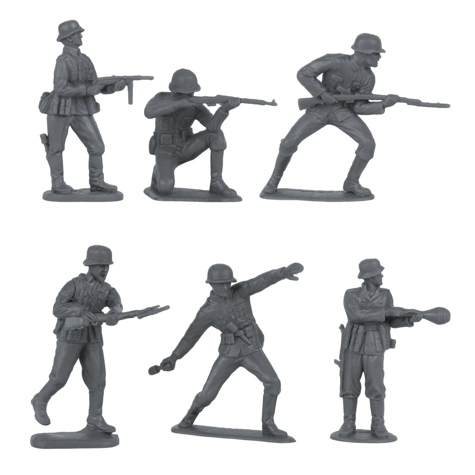 BMC CTS WW2 German Infantry Plastic Army Men - 32pc Gray Soldier Figures - Image 3