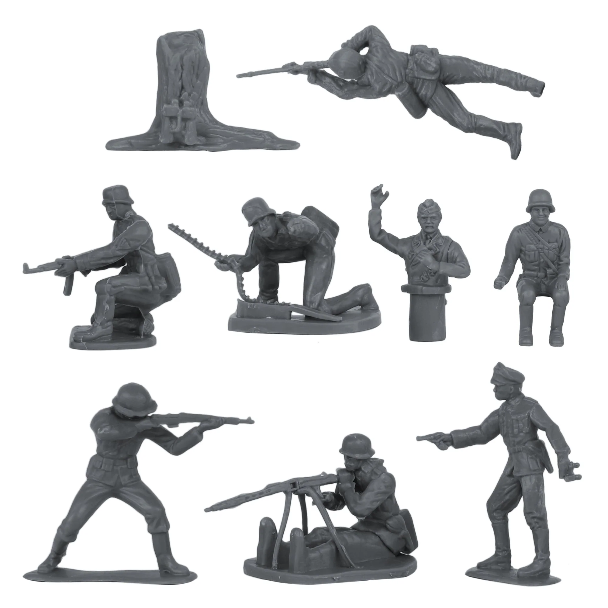 BMC CTS WW2 German Infantry Plastic Army Men - 32pc Gray Soldier Figures - Image 4