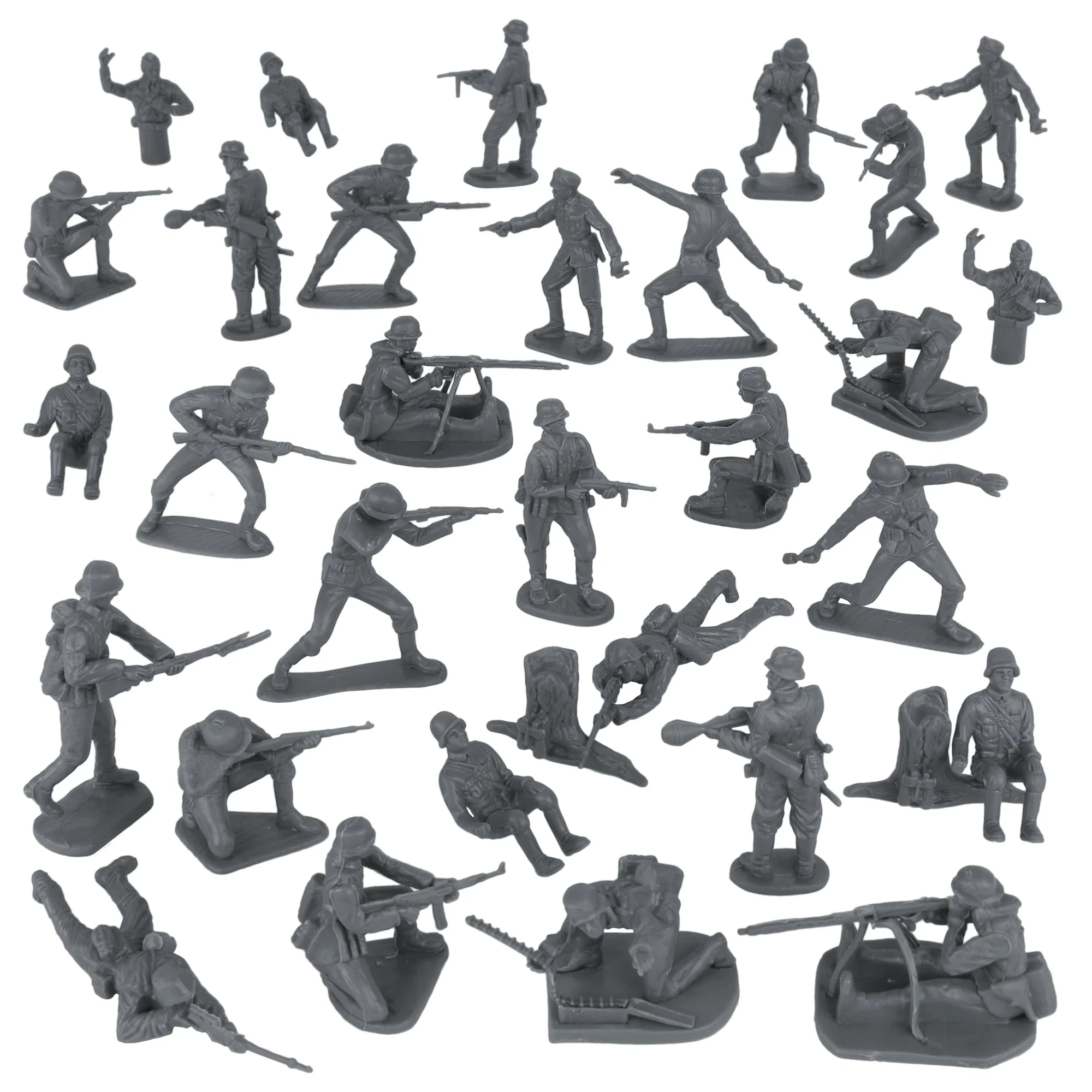 BMC CTS WW2 German Infantry Plastic Army Men - 32pc Gray Soldier Figures - Image 5