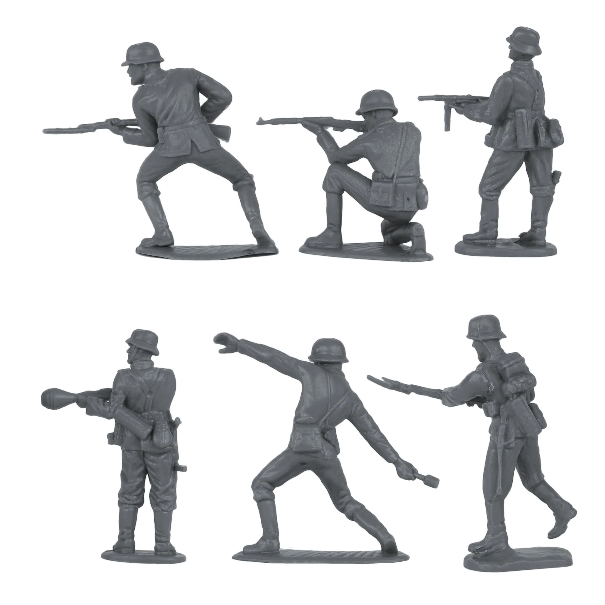 BMC CTS WW2 German Infantry Plastic Army Men - 32pc Gray Soldier Figures - Image 6