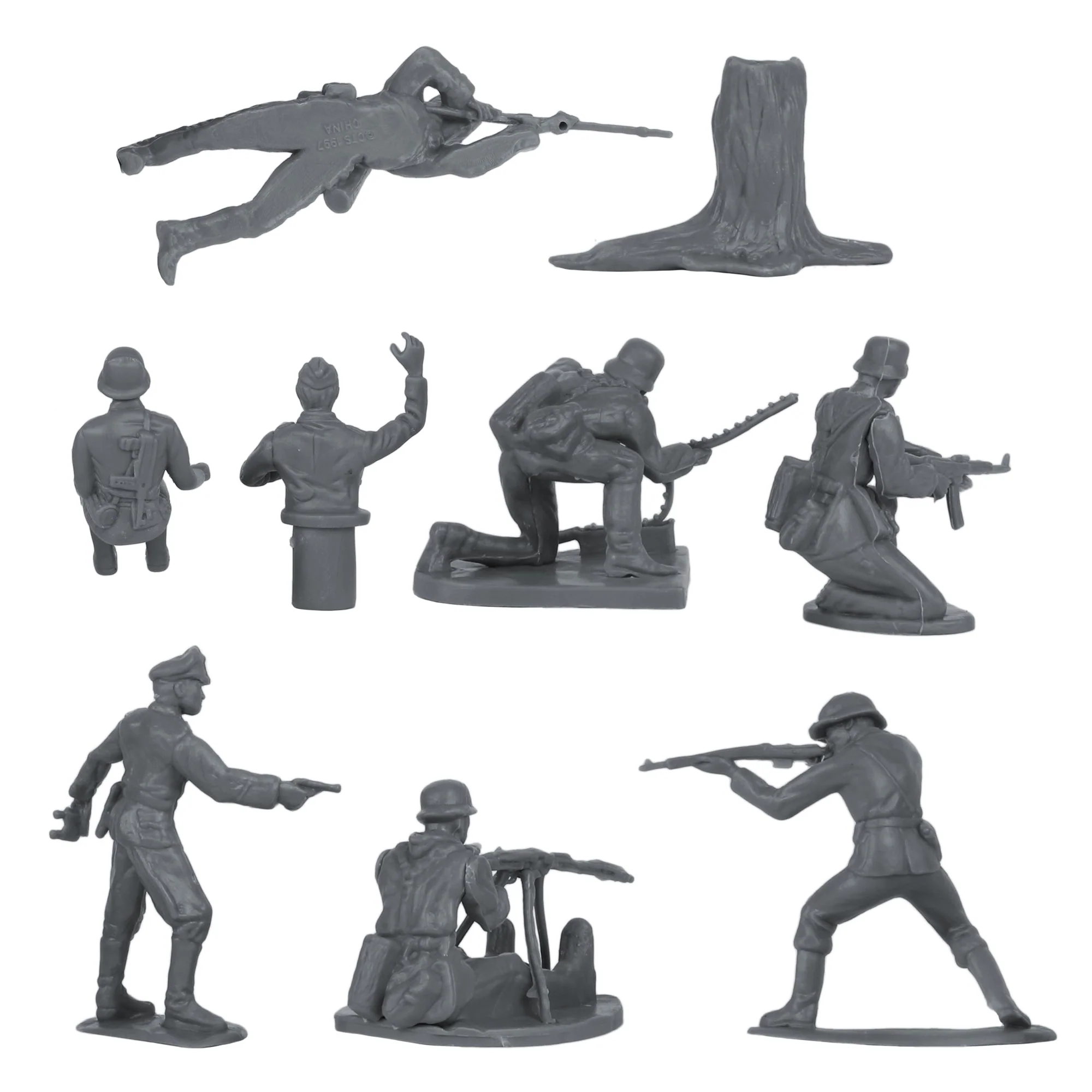 BMC CTS WW2 German Infantry Plastic Army Men - 32pc Gray Soldier Figures - Image 7