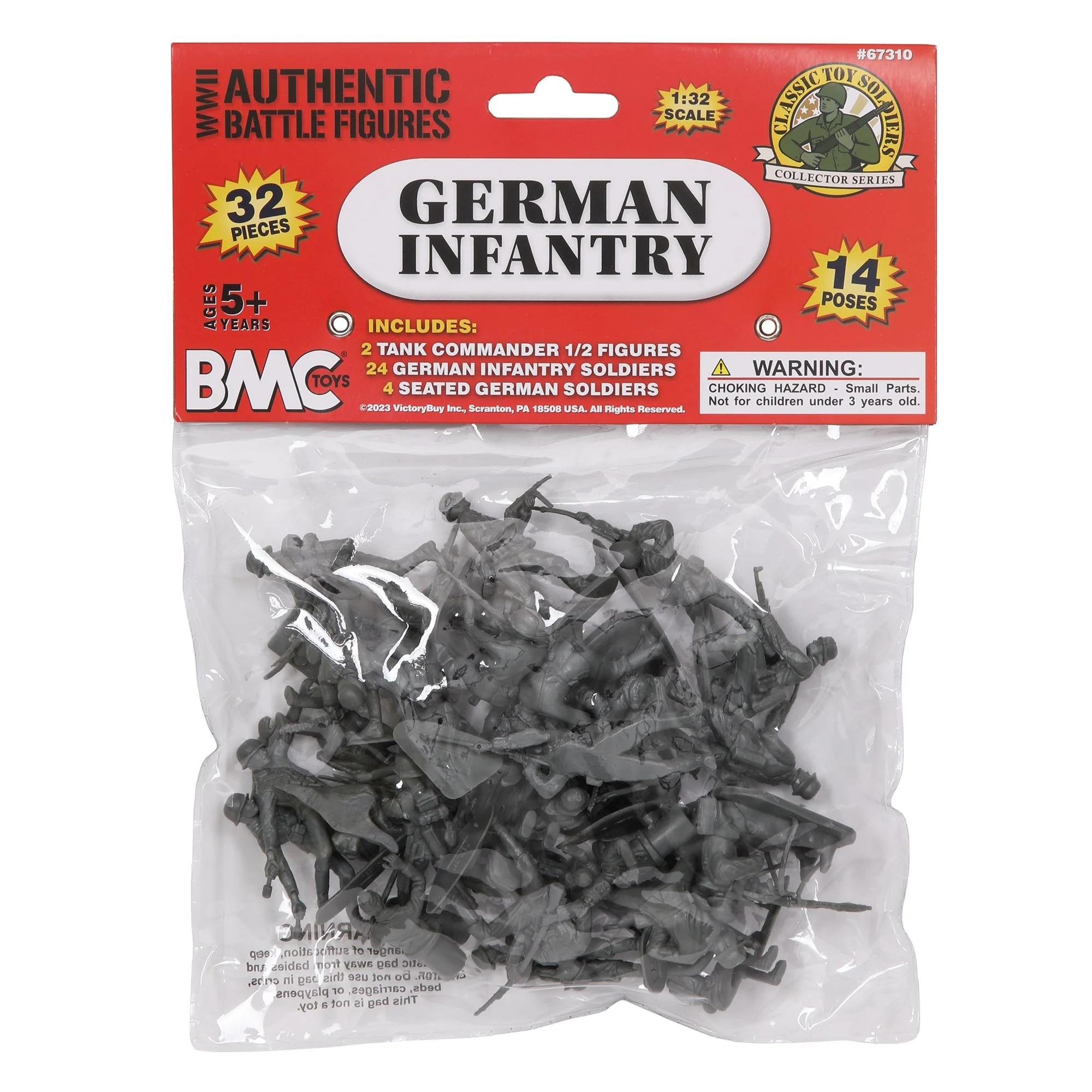 BMC CTS WW2 German Infantry Plastic Army Men - 32pc Gray Soldier Figures - Image 8