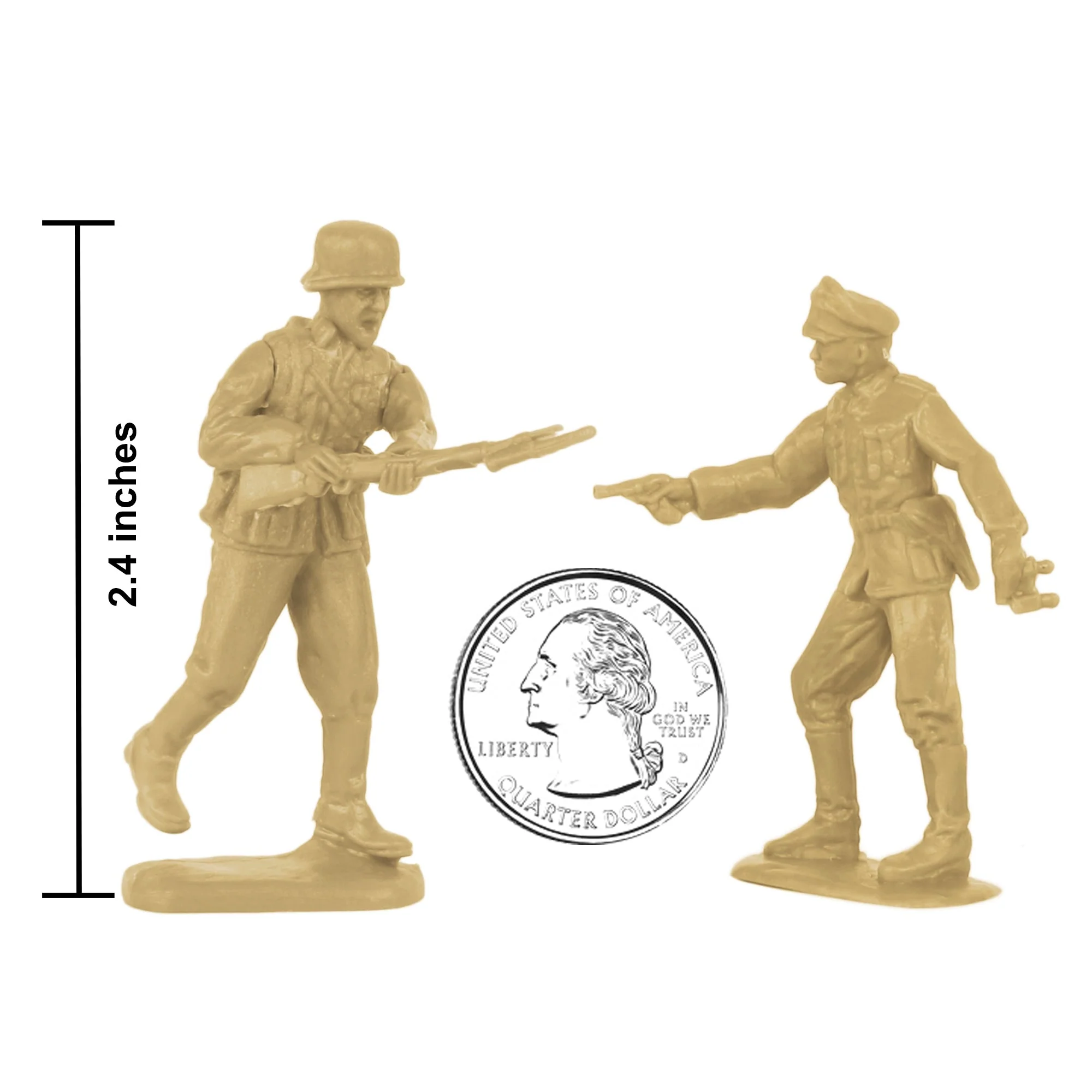 BMC CTS WW2 German Infantry Plastic Army Men - 32pc Tan Soldier Figures - Image 2