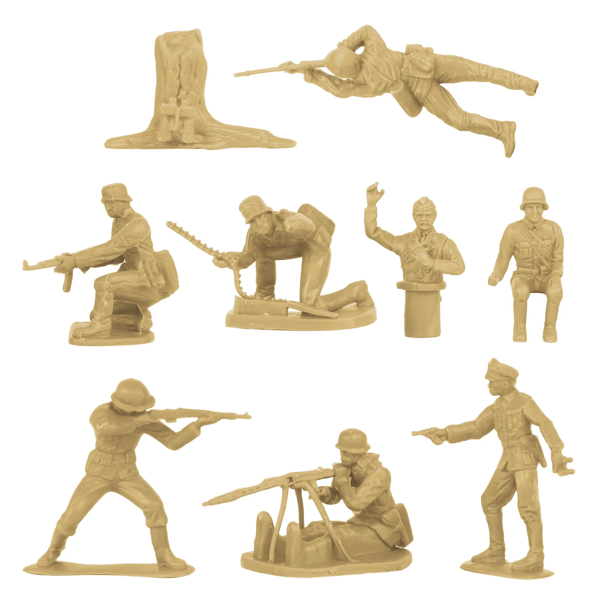BMC CTS WW2 German Infantry Plastic Army Men - 32pc Tan Soldier Figures - Image 3