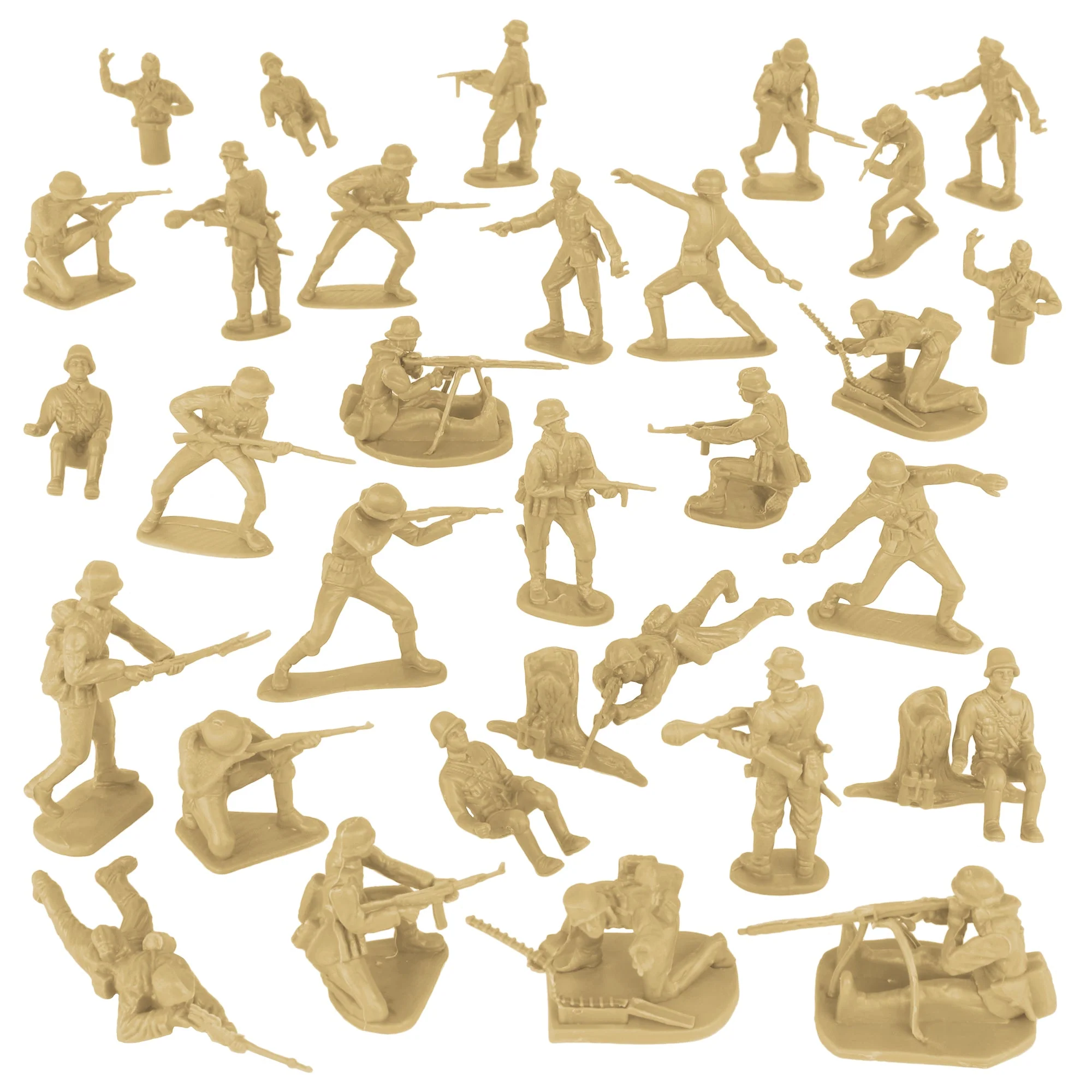 BMC CTS WW2 German Infantry Plastic Army Men - 32pc Tan Soldier Figures - Image 5