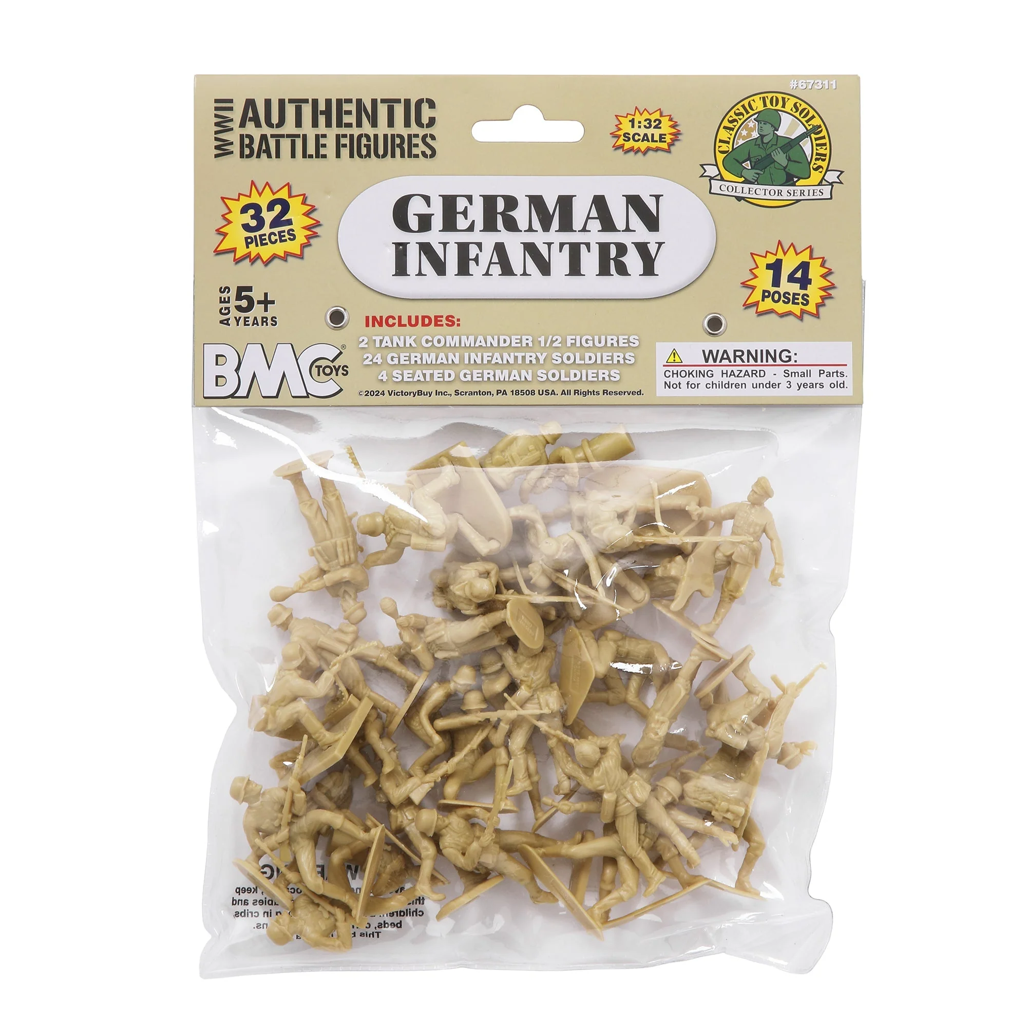 BMC CTS WW2 German Infantry Plastic Army Men - 32pc Tan Soldier Figures - Image 7