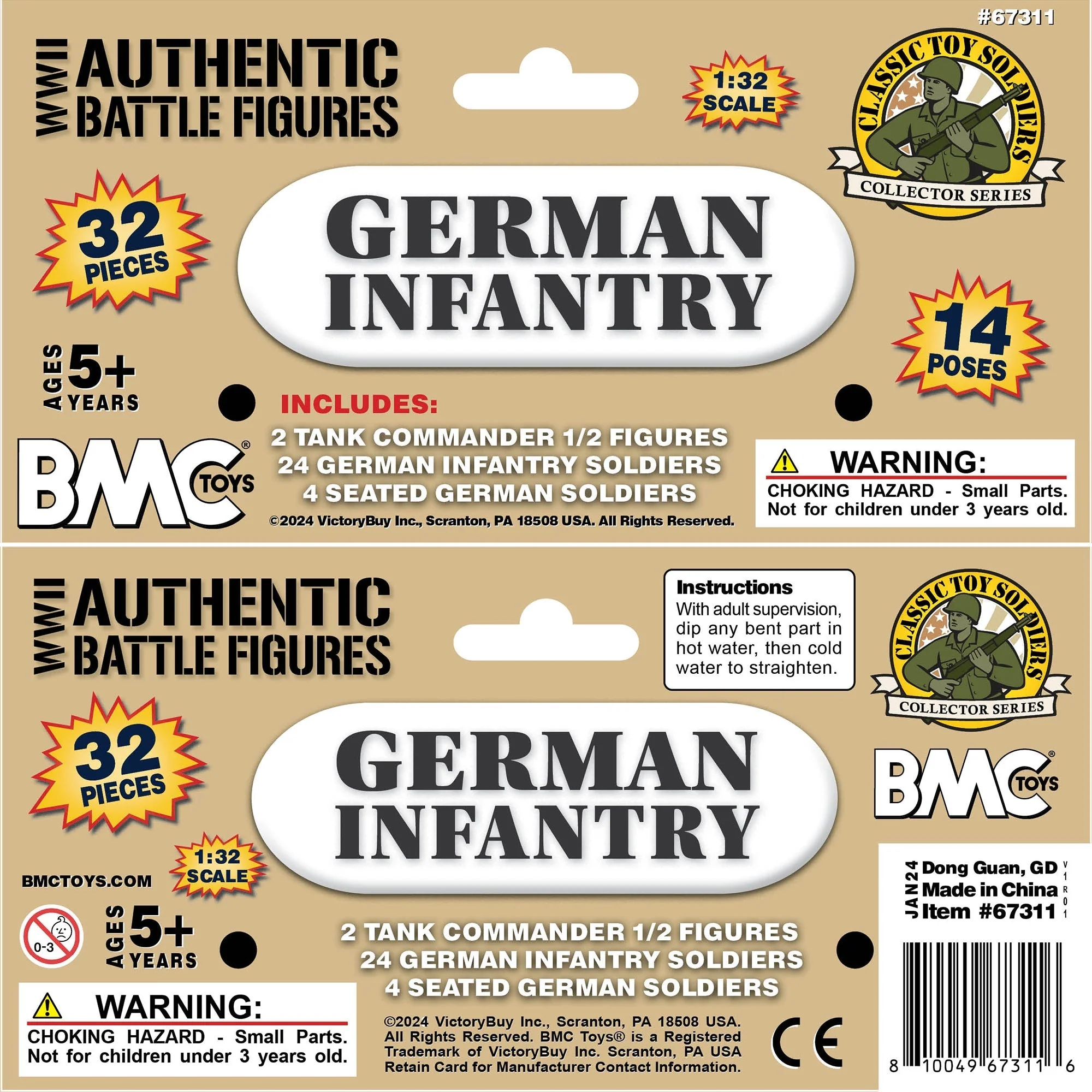 BMC CTS WW2 German Infantry Plastic Army Men - 32pc Tan Soldier Figures - Image 9