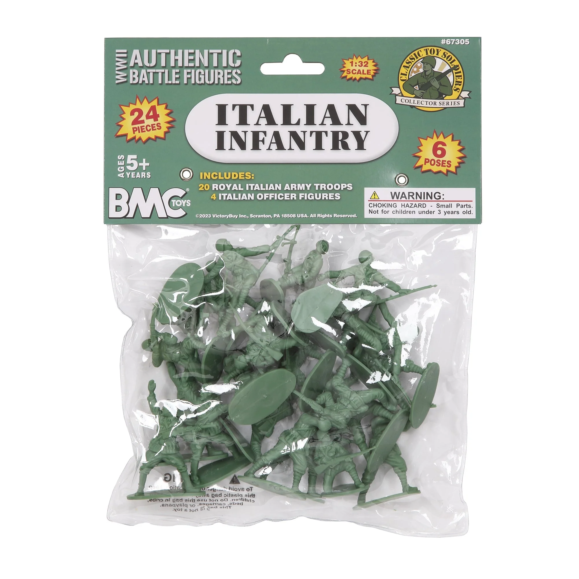 BMC CTS WW2 Italian Plastic Army Men - 24pc Gray-Green Italy Soldier Figures - Image 6