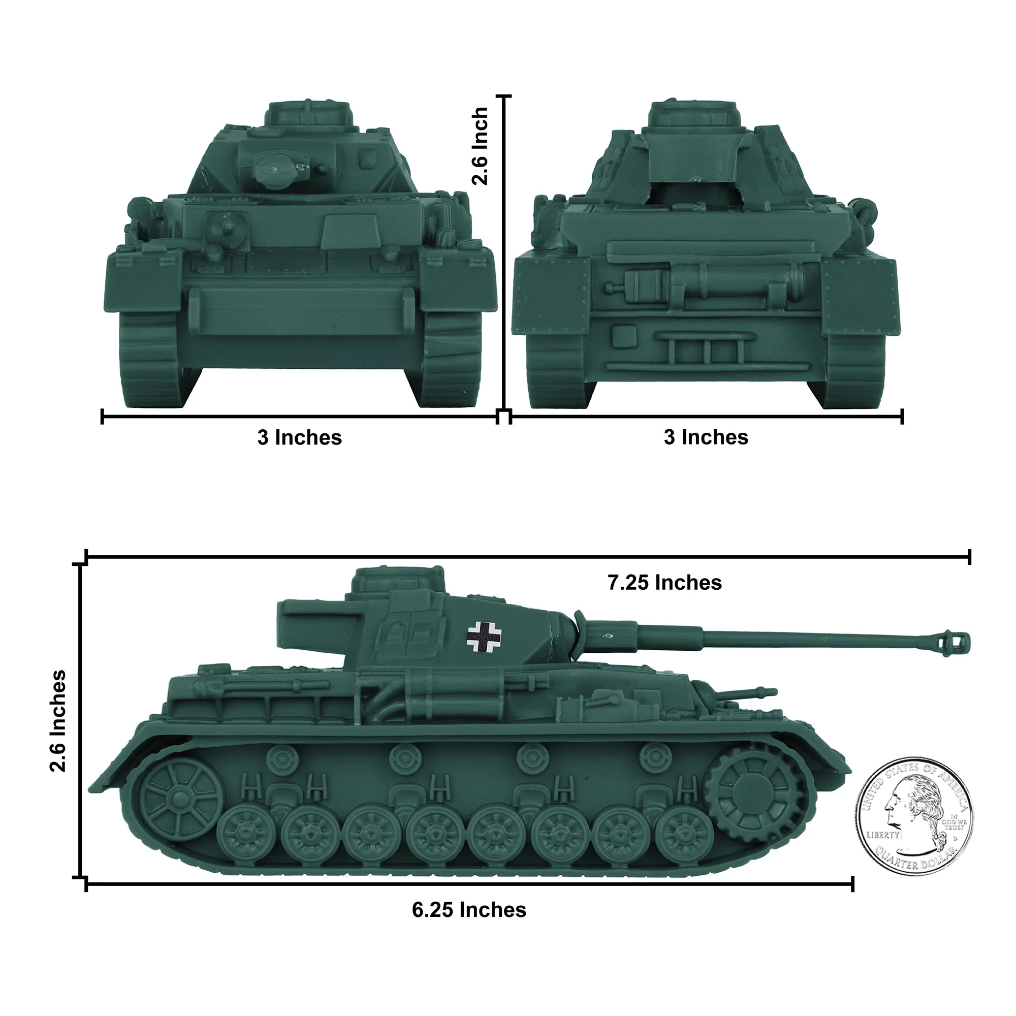 BMC CTS WW2 German Panzer IV Tank - Forest-Green Plastic Army Military Vehicle - Image 2