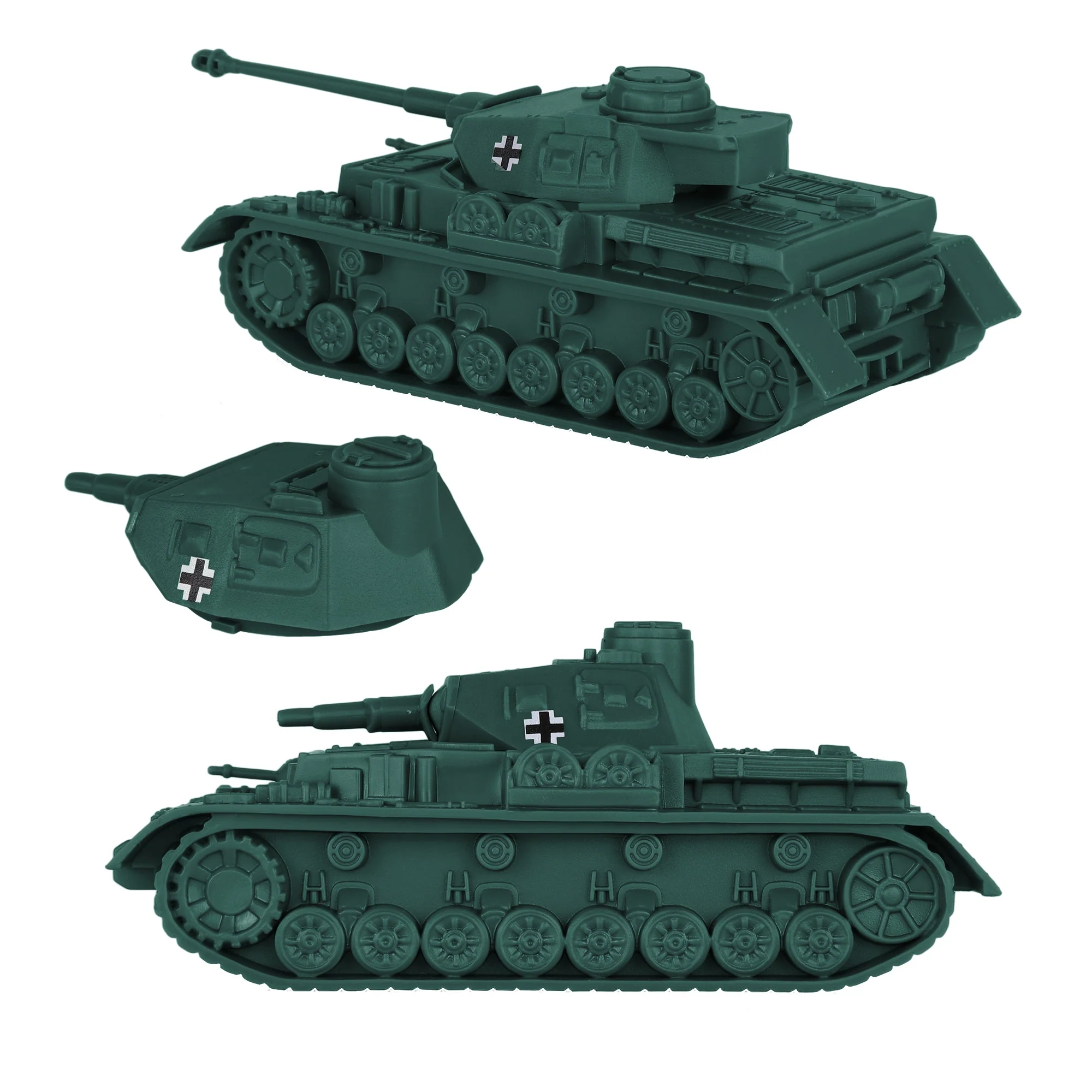 BMC CTS WW2 German Panzer IV Tank - Forest-Green Plastic Army Military Vehicle - Image 3