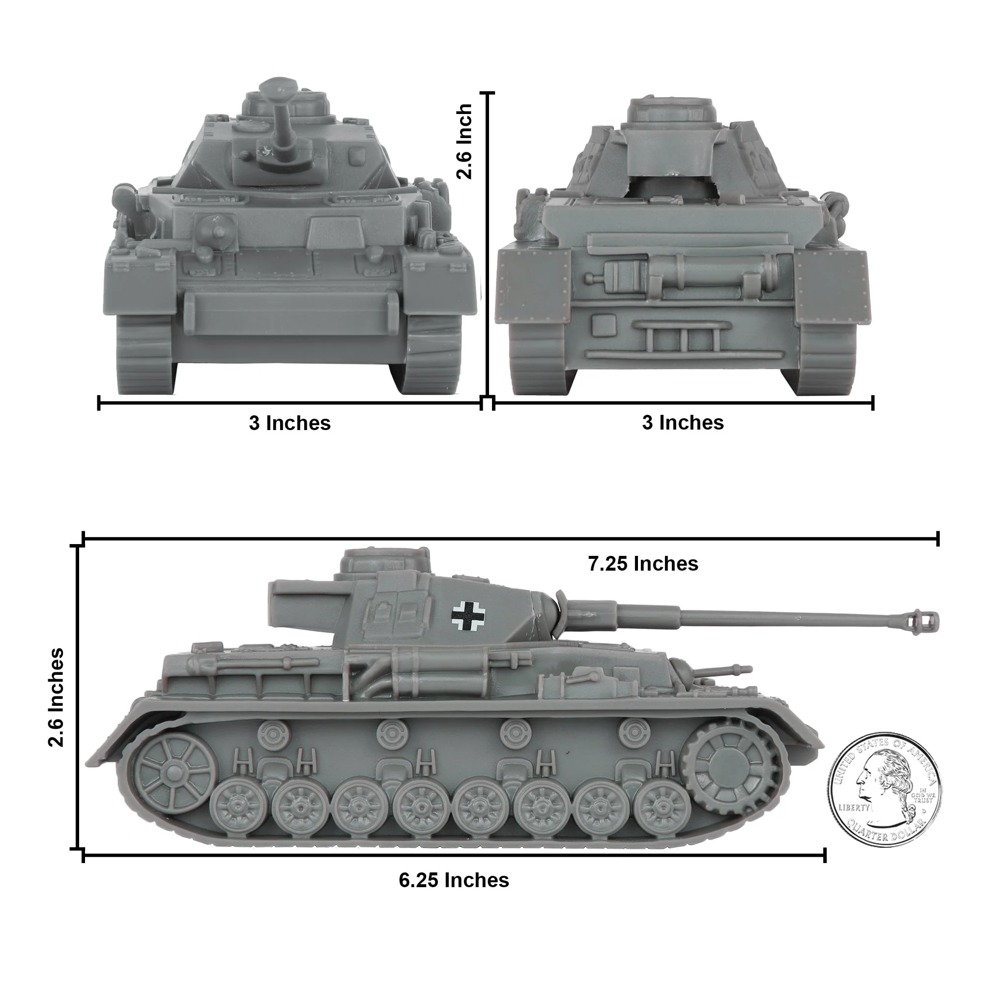 BMC CTS WW2 German Panzer IV Tank - Gray 1-38 Plastic Army Military Vehicle - Image 2