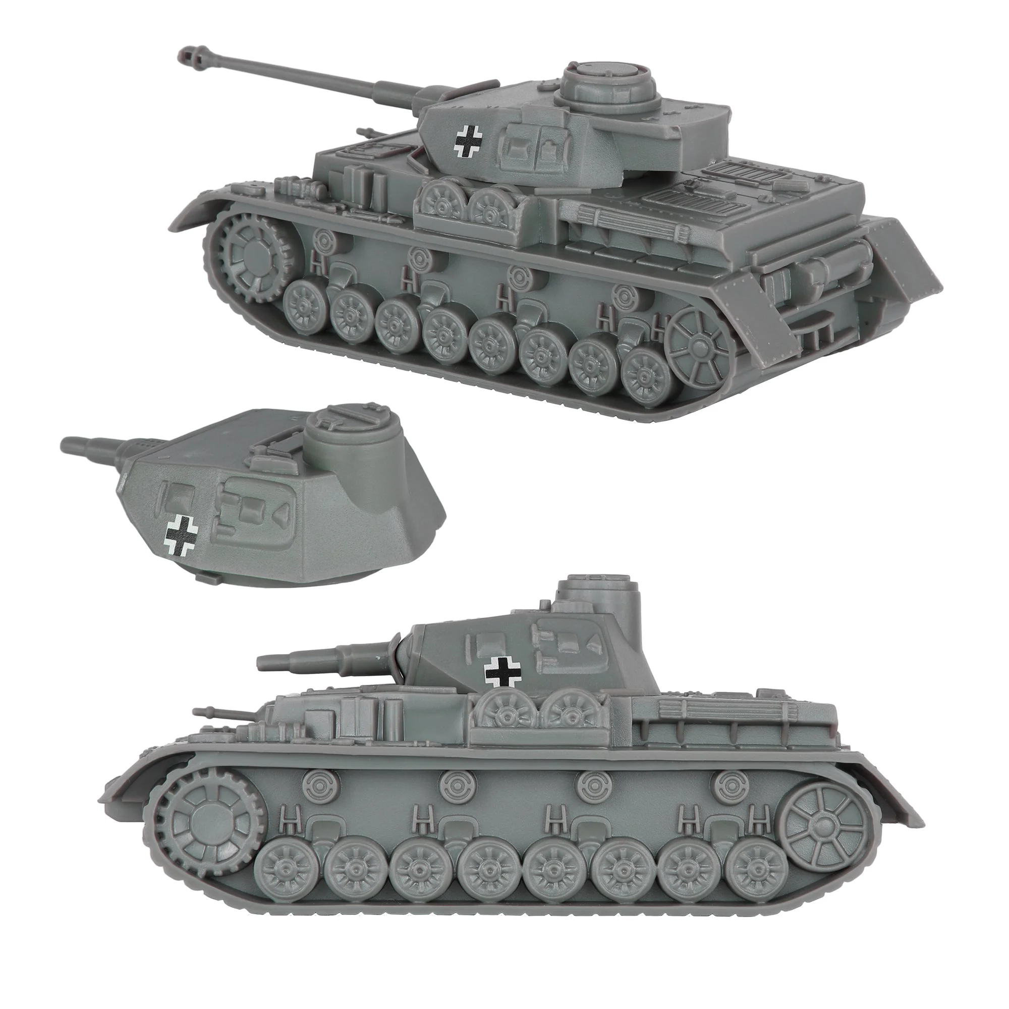BMC CTS WW2 German Panzer IV Tank - Gray 1-38 Plastic Army Military Vehicle - Image 3