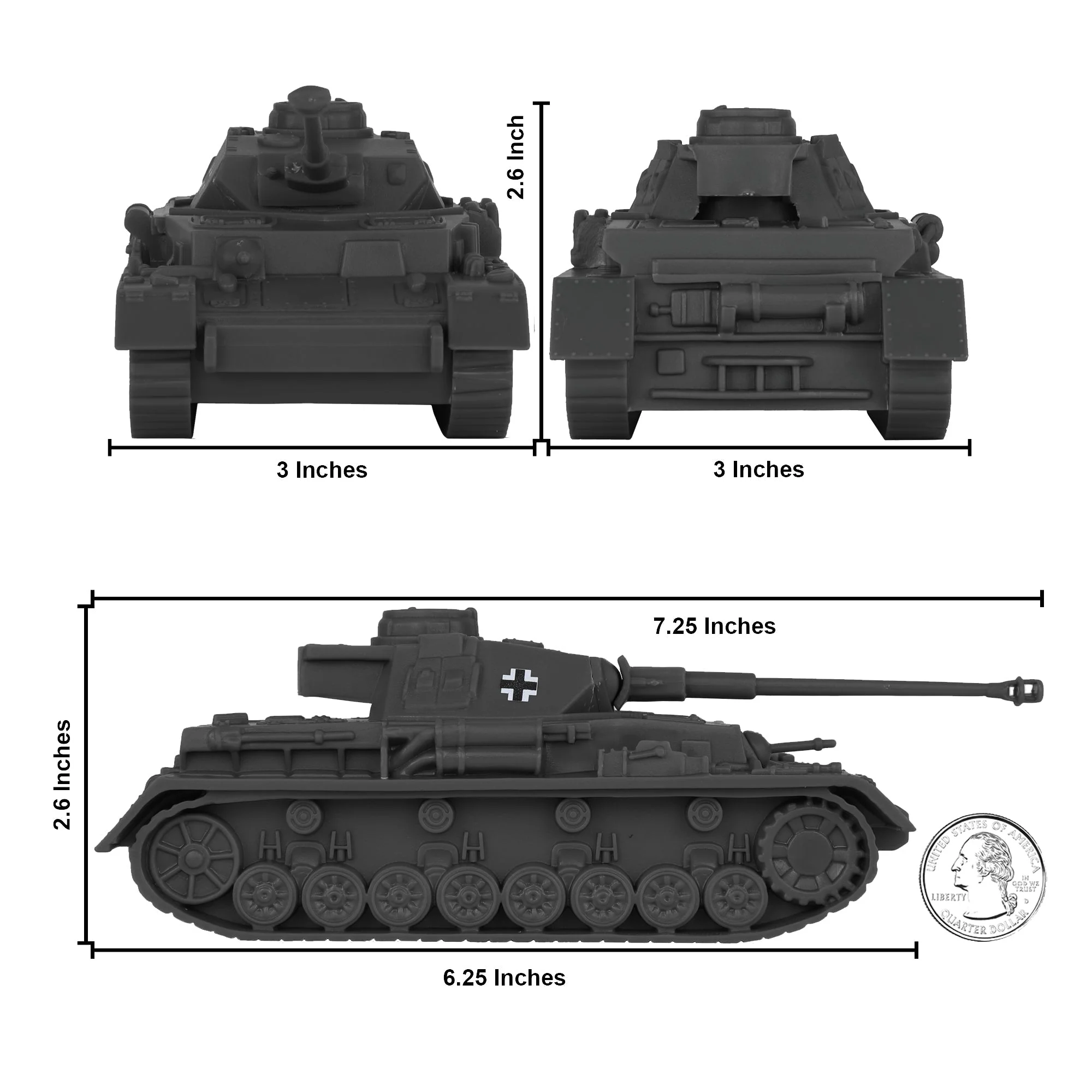 BMC CTS WW2 German Panzer IV Tank - Dark Gray 1-38 Plastic Army Military Vehicle - Image 2