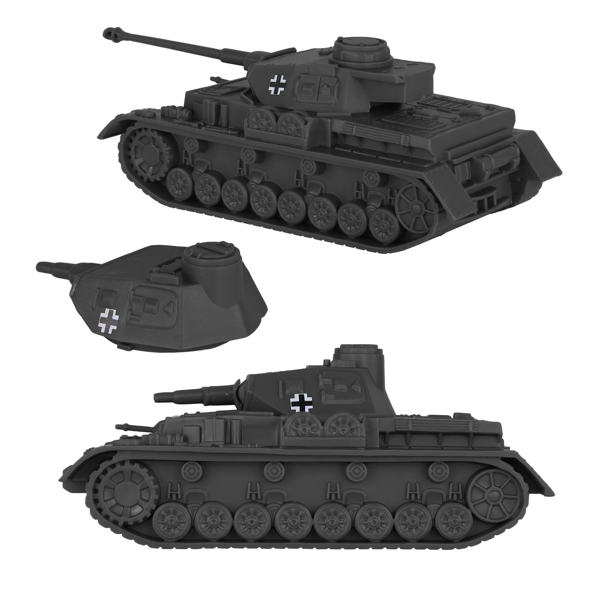 BMC CTS WW2 German Panzer IV Tank - Dark Gray 1-38 Plastic Army Military Vehicle - Image 3