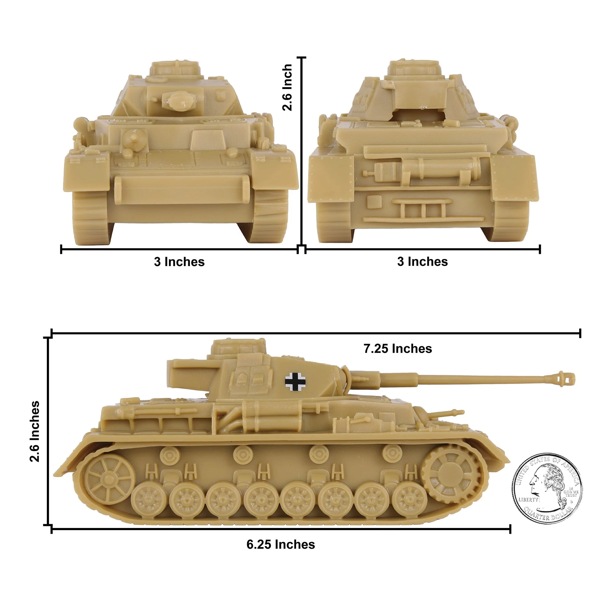 BMC CTS WW2 German Panzer IV Tank - Tan 1-38 Plastic Army Military Vehicle - Image 2