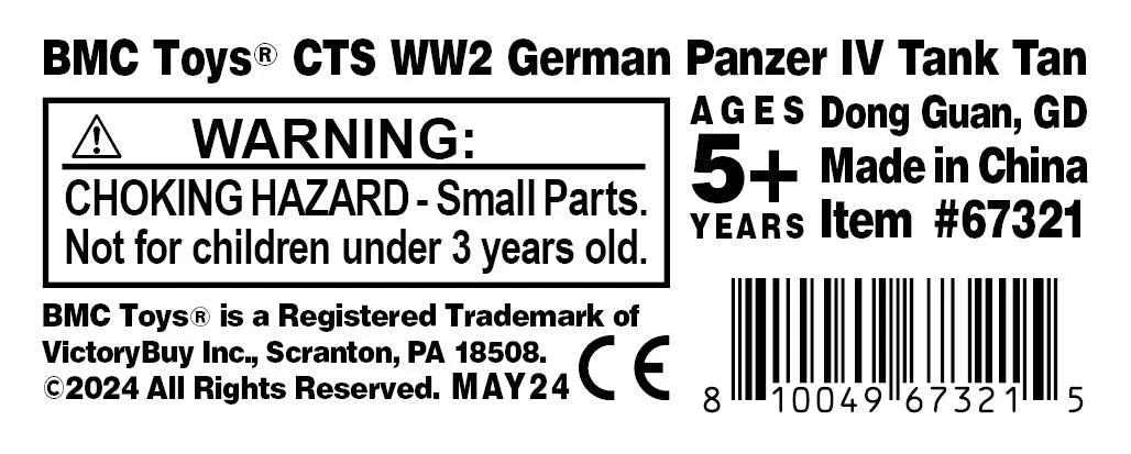 BMC CTS WW2 German Panzer IV Tank - Tan 1-38 Plastic Army Military Vehicle - Image 6