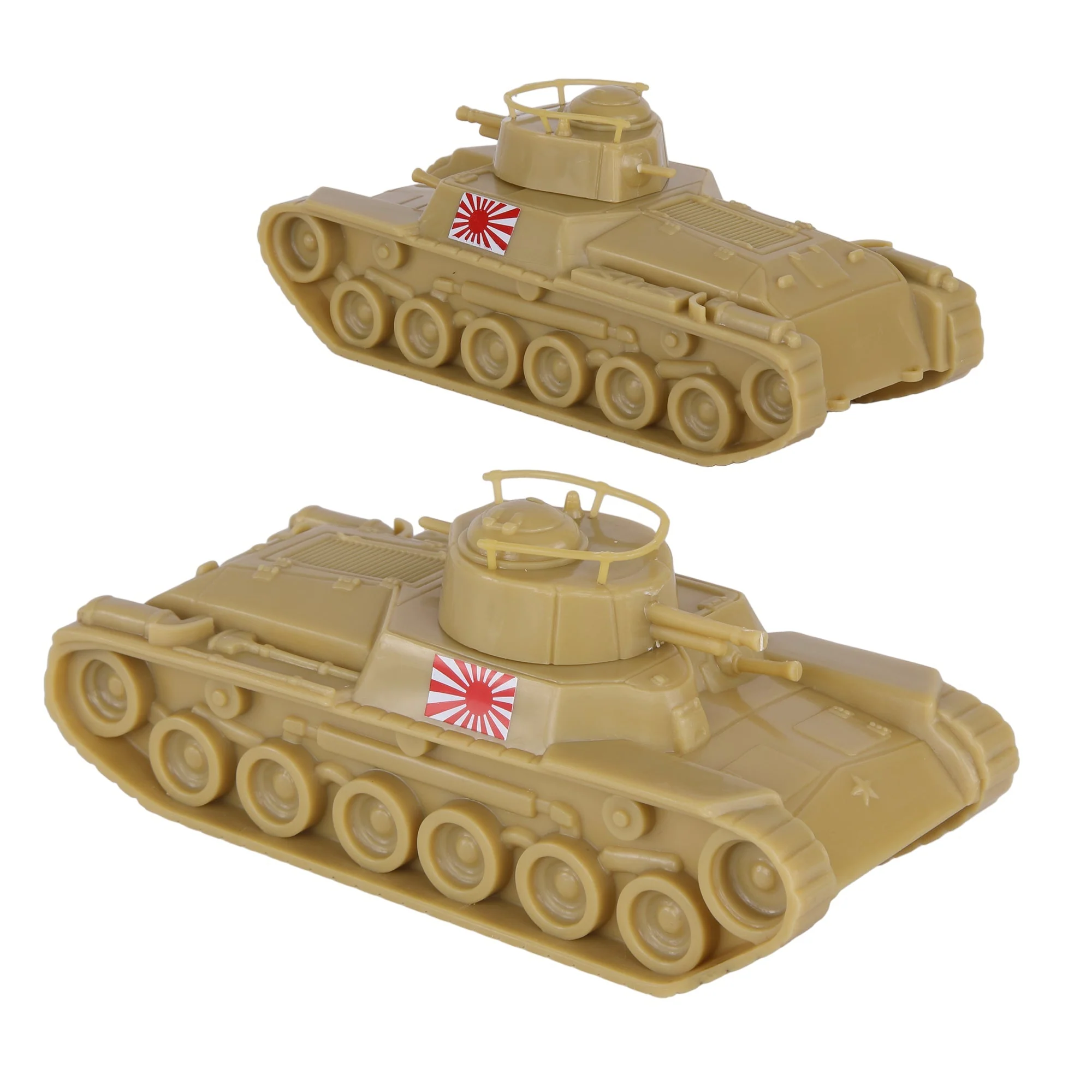 BMC CTS WW2 Japan Chi-Ha Tanks - Tan 2pc 1-38 Plastic Army Men Japanese Vehicles