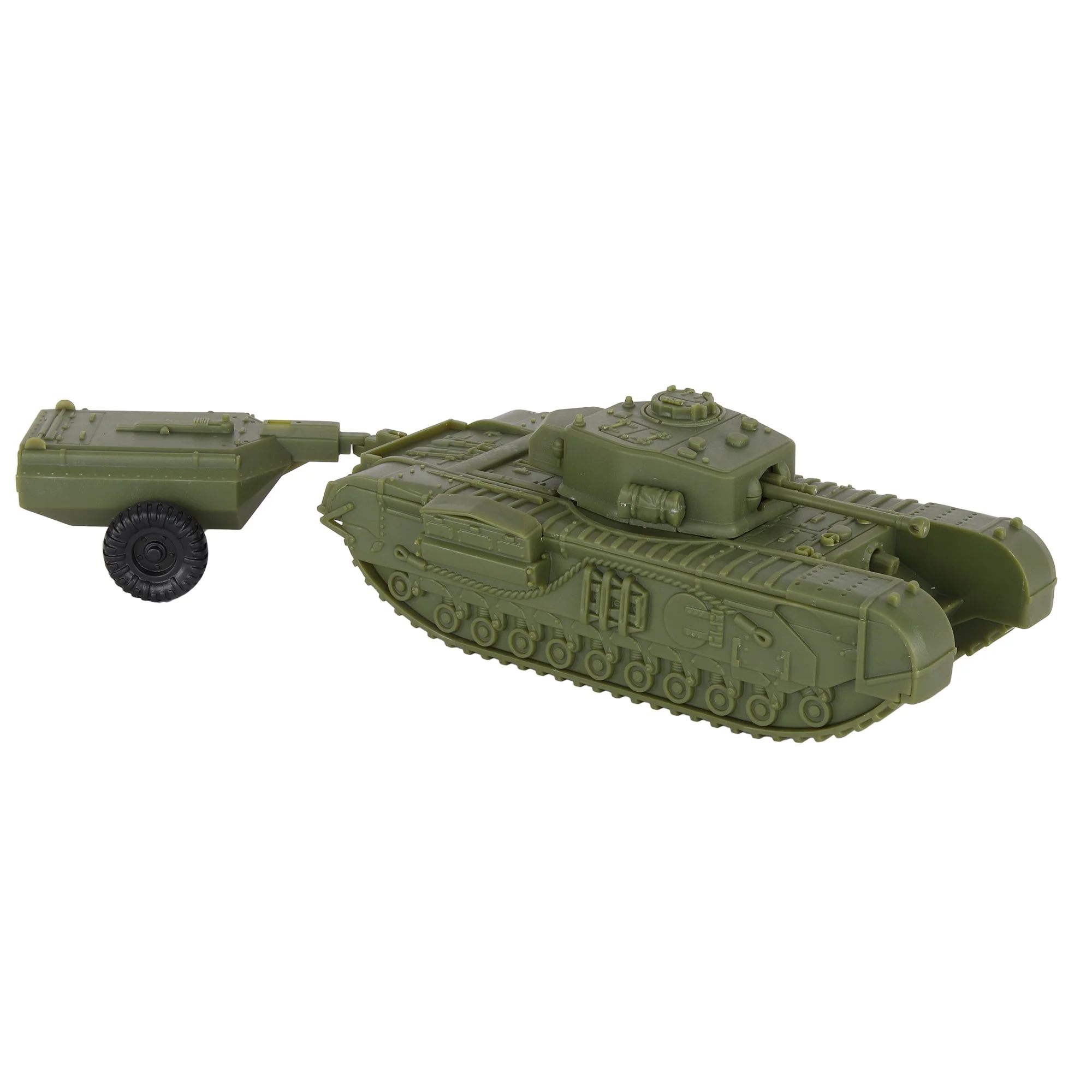 BMC CTS WW2 British Churchill Crocodile Tank - OD Green Plastic Army Vehicle - Image 3