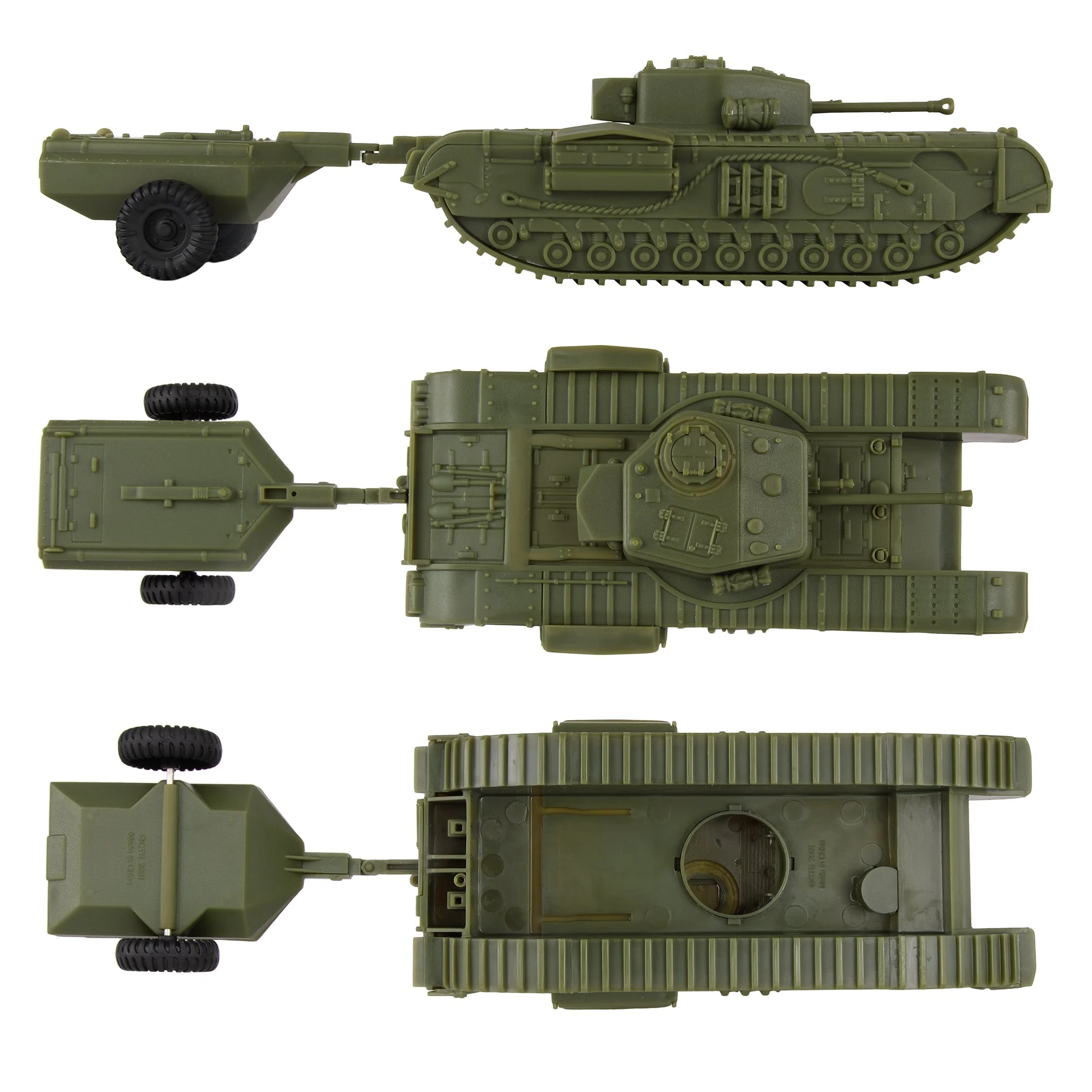 BMC CTS WW2 British Churchill Crocodile Tank - OD Green Plastic Army Vehicle - Image 4