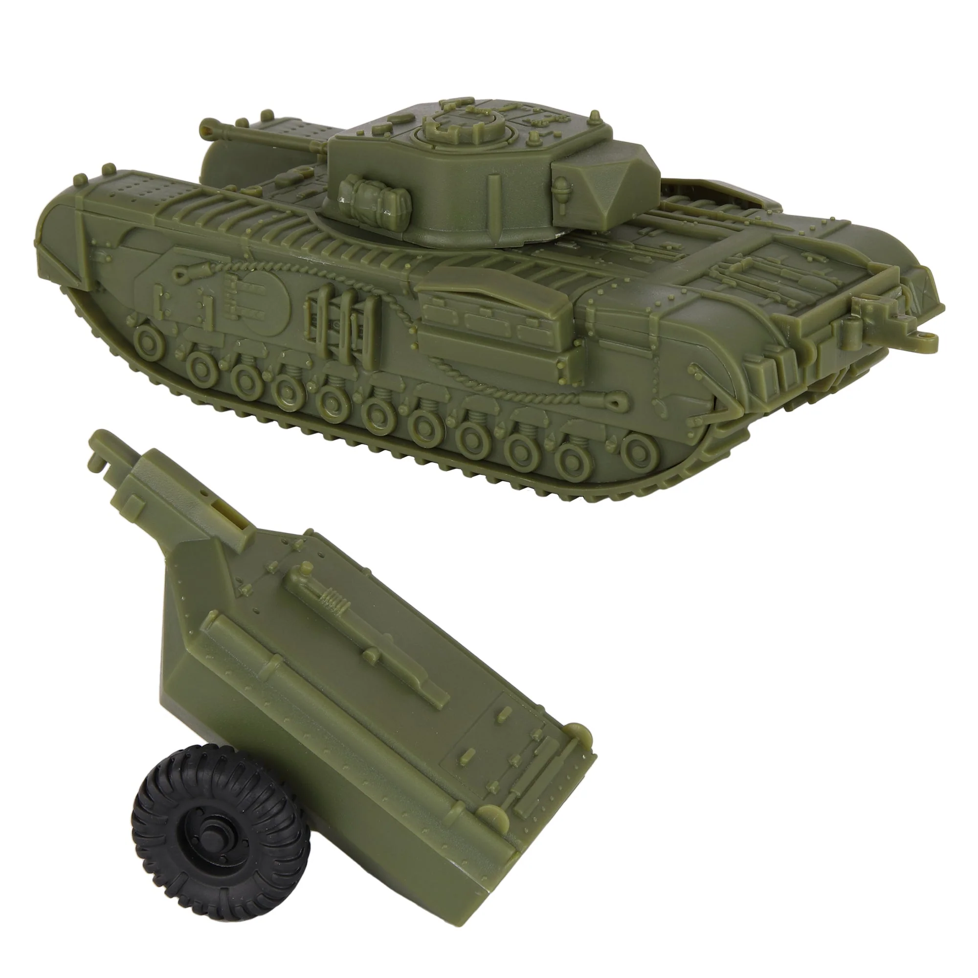 BMC CTS WW2 British Churchill Crocodile Tank - OD Green Plastic Army Vehicle - Image 5