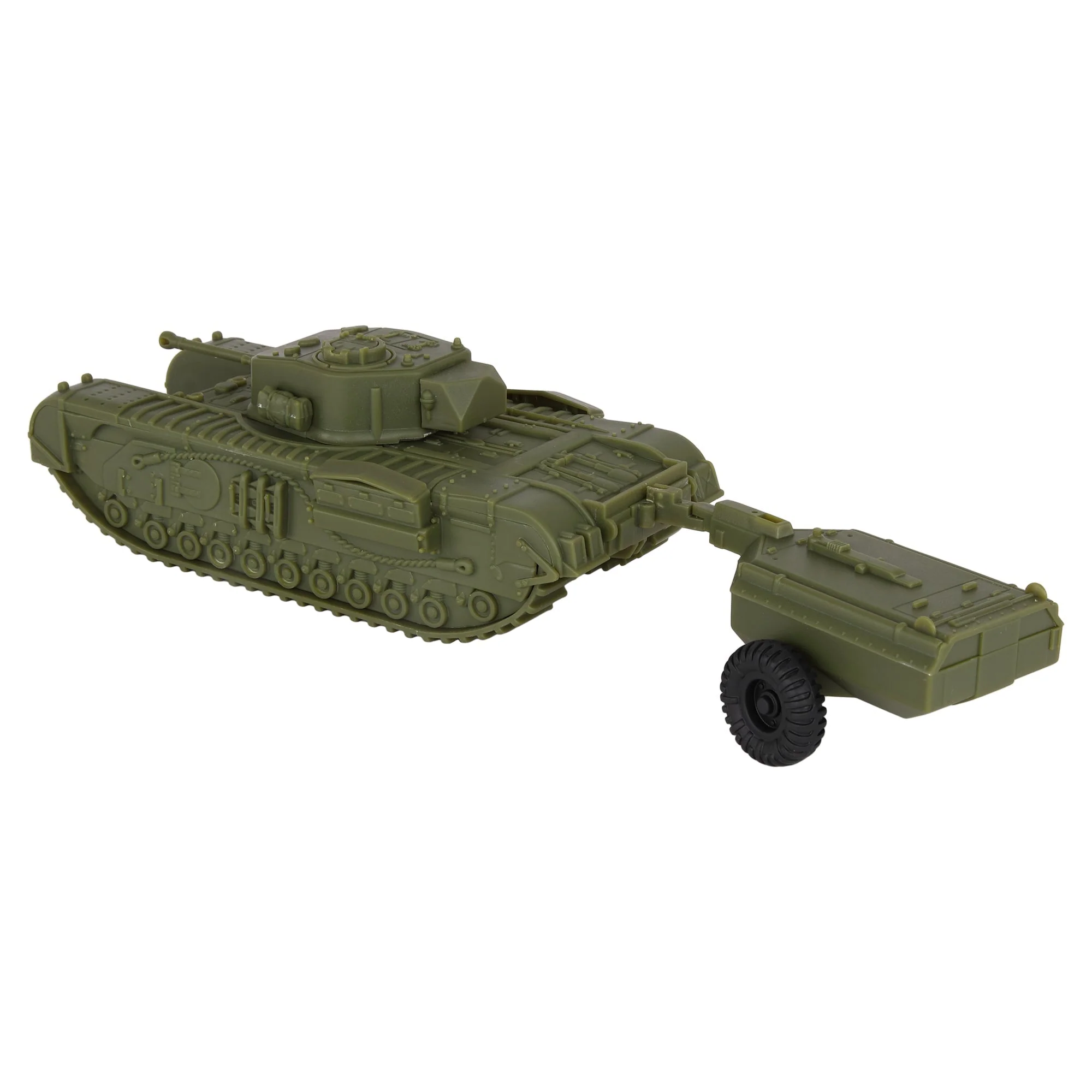BMC CTS WW2 British Churchill Crocodile Tank - OD Green Plastic Army Vehicle - Image 6