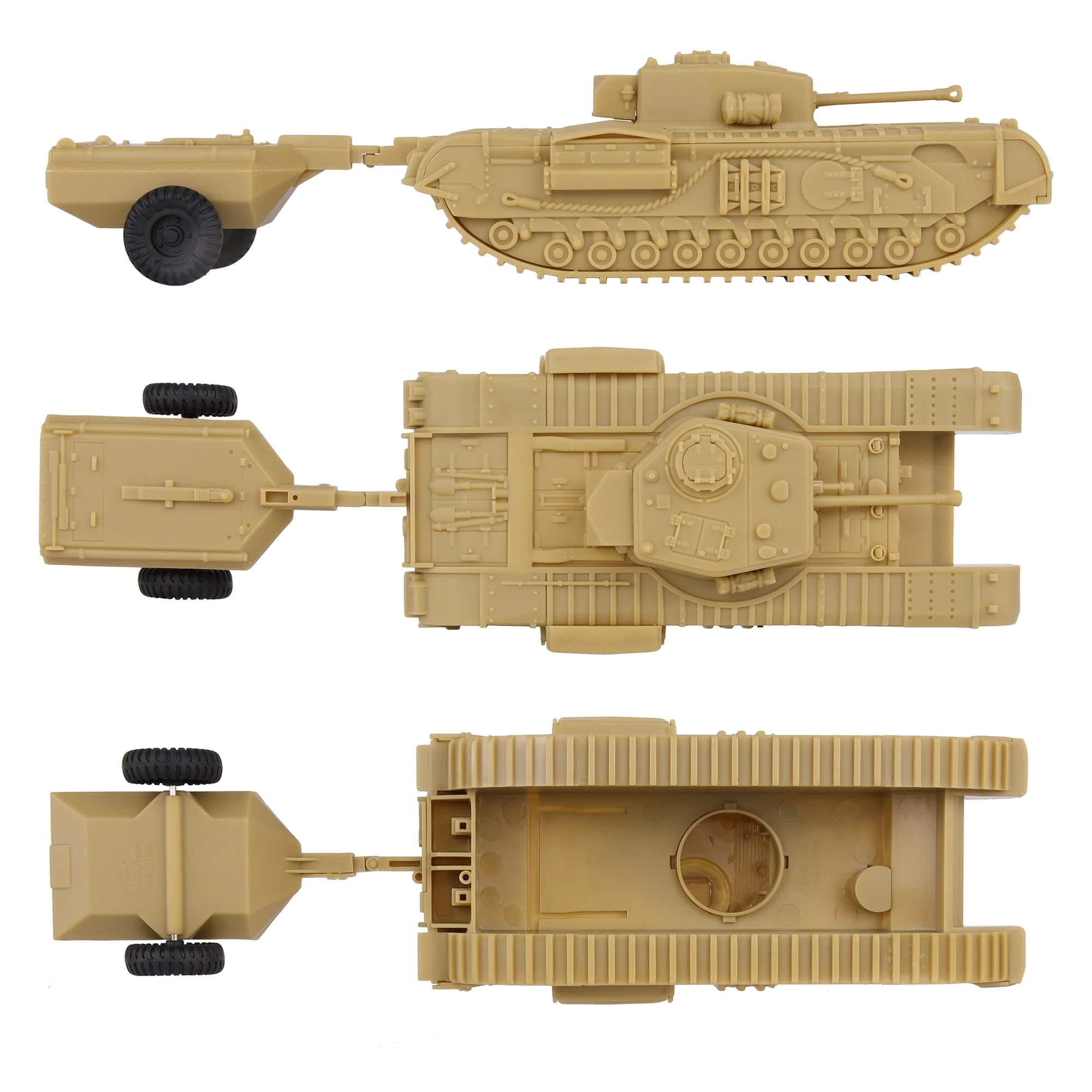 BMC CTS WW2 British Churchill Crocodile Tank - Tan 1-38 Plastic UK Army Vehicle - Image 4