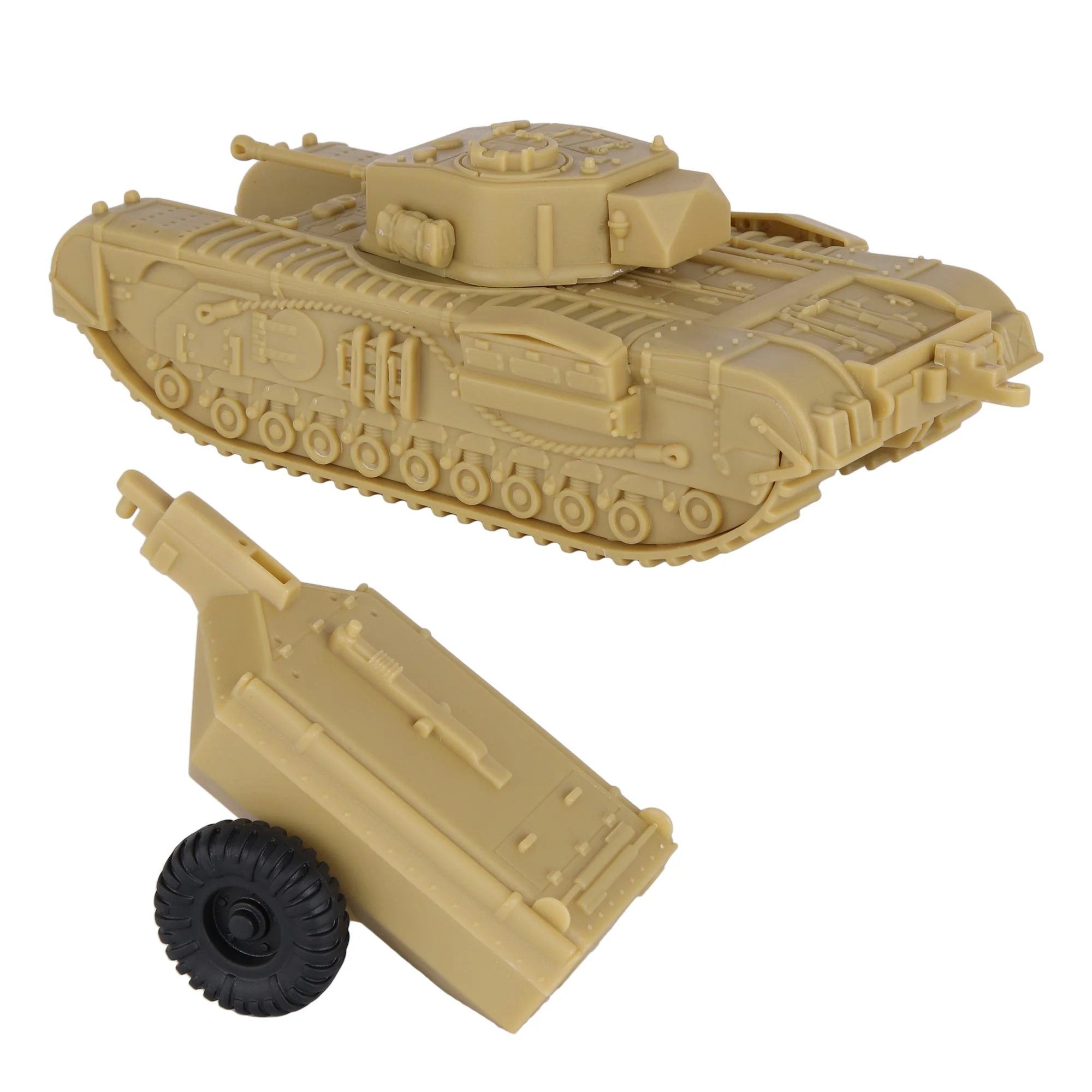BMC CTS WW2 British Churchill Crocodile Tank - Tan 1-38 Plastic UK Army Vehicle - Image 5