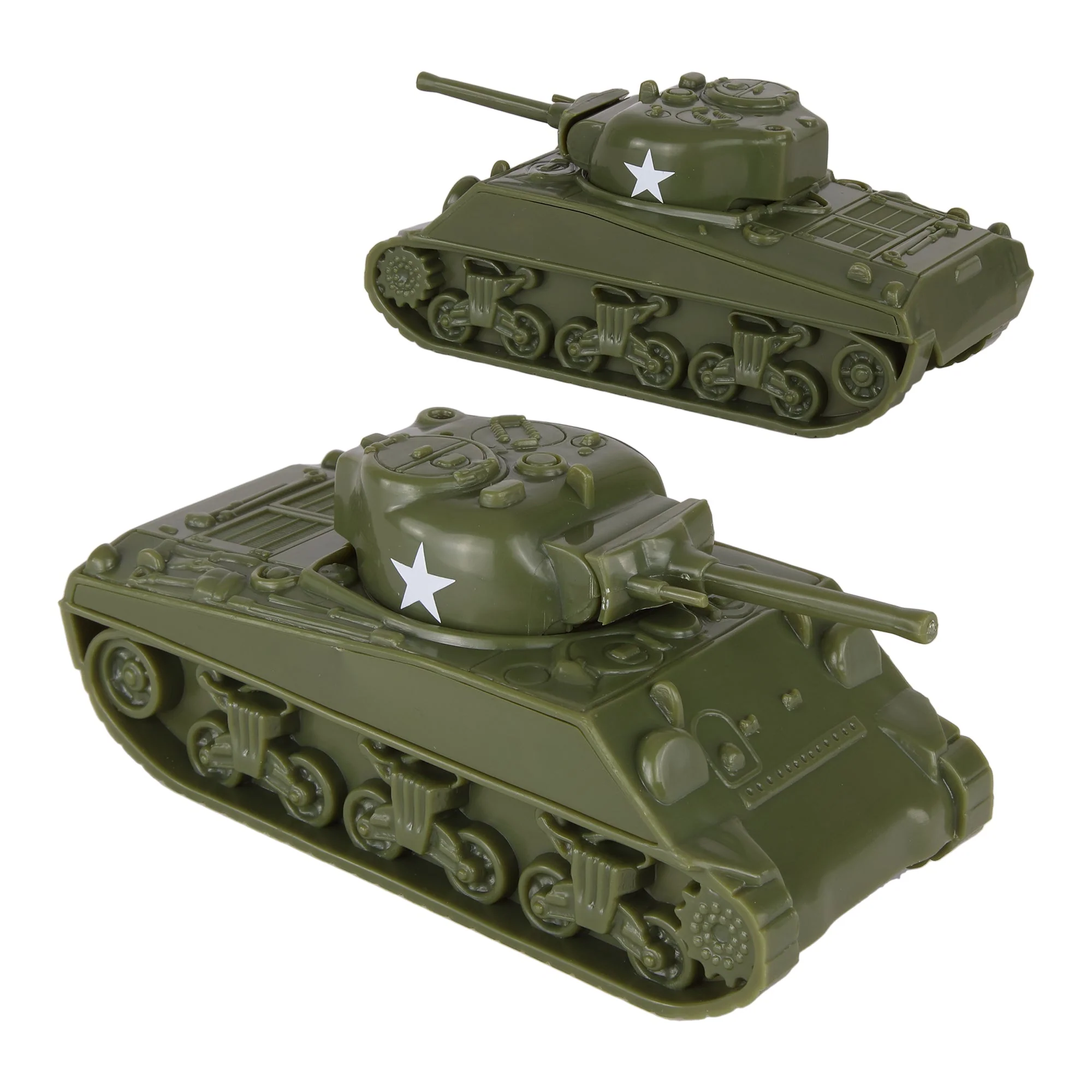 BMC CTS WW2 Sherman M4 Tanks - OD Green 2pc 1-38 Plastic Army Men Vehicles