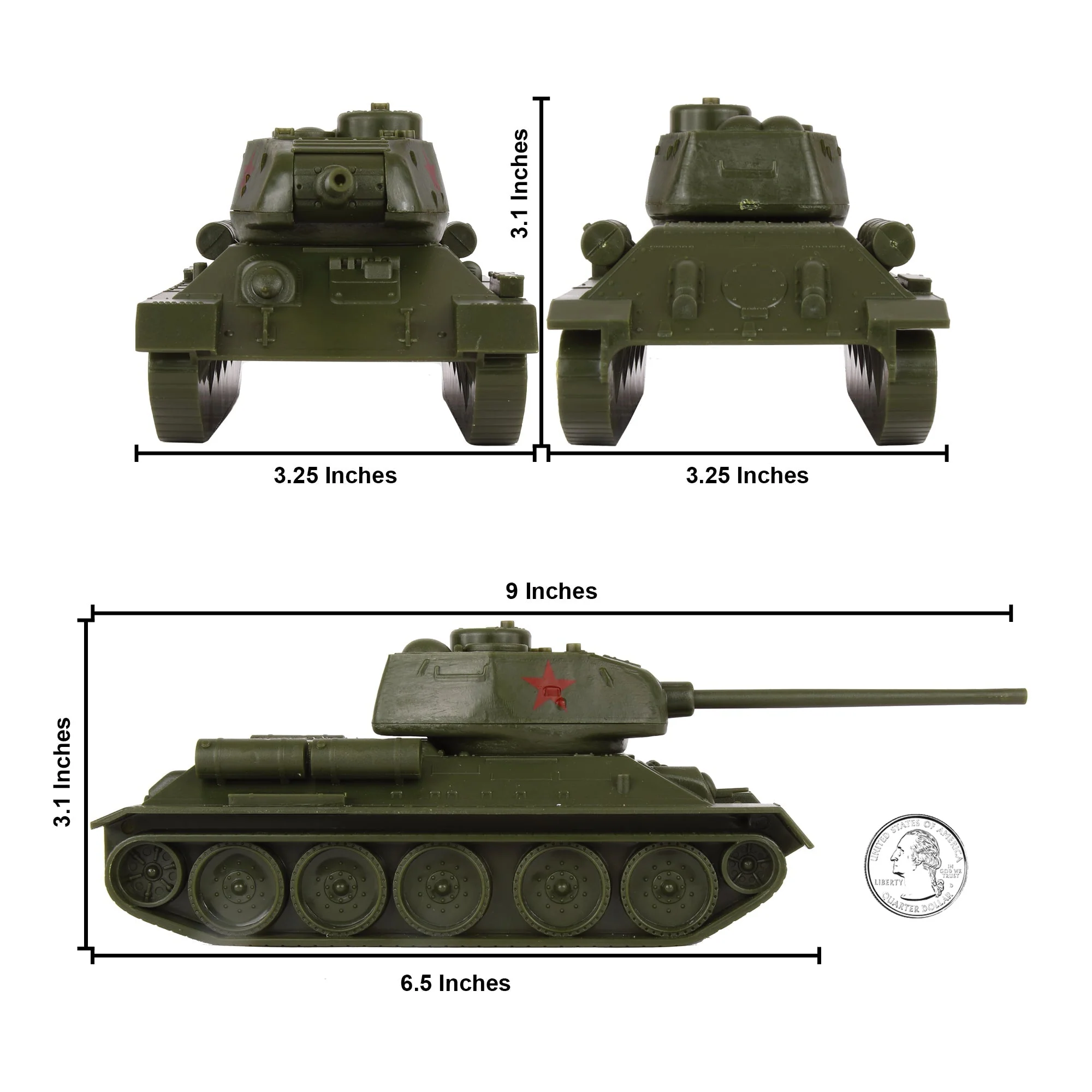 BMC CTS WW2 Soviet T-34 Tank - Olive-Green 1-40 Russian T34 Plastic Army Vehicle - Image 2