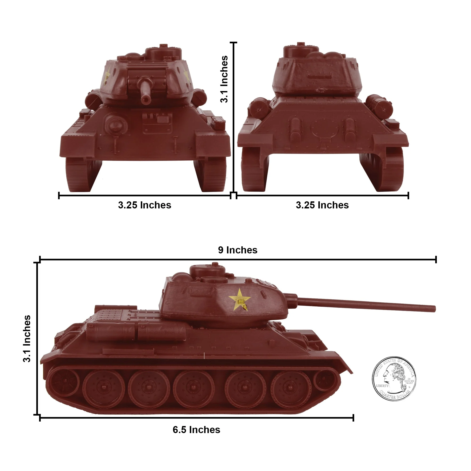 BMC CTS WW2 Soviet T-34 Tank - Rust-Brown 1-40 Russian T34 Plastic Army Vehicle - Image 2