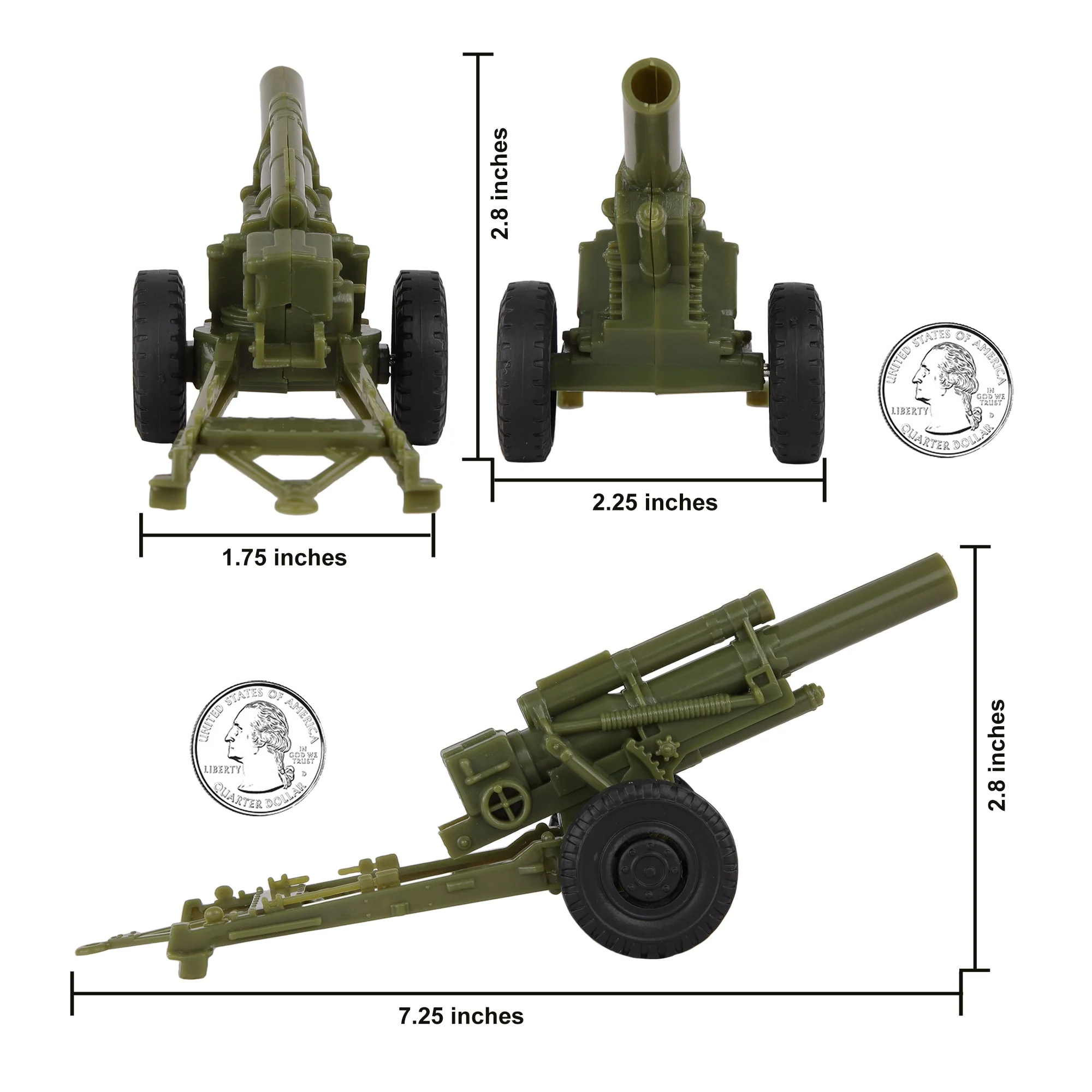 BMC CTS WW2 US Howitzer Artillery & Crew 12pc OD Green Plastic Army Men Playset - Image 3