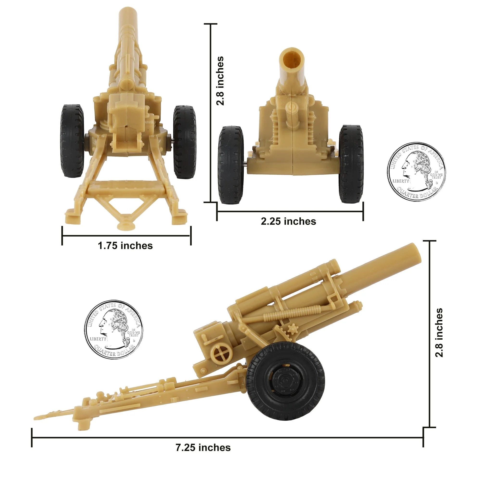 BMC CTS WW2 US Howitzer Artillery & Crew 12pc Tan Plastic Army Men Playset - Image 3