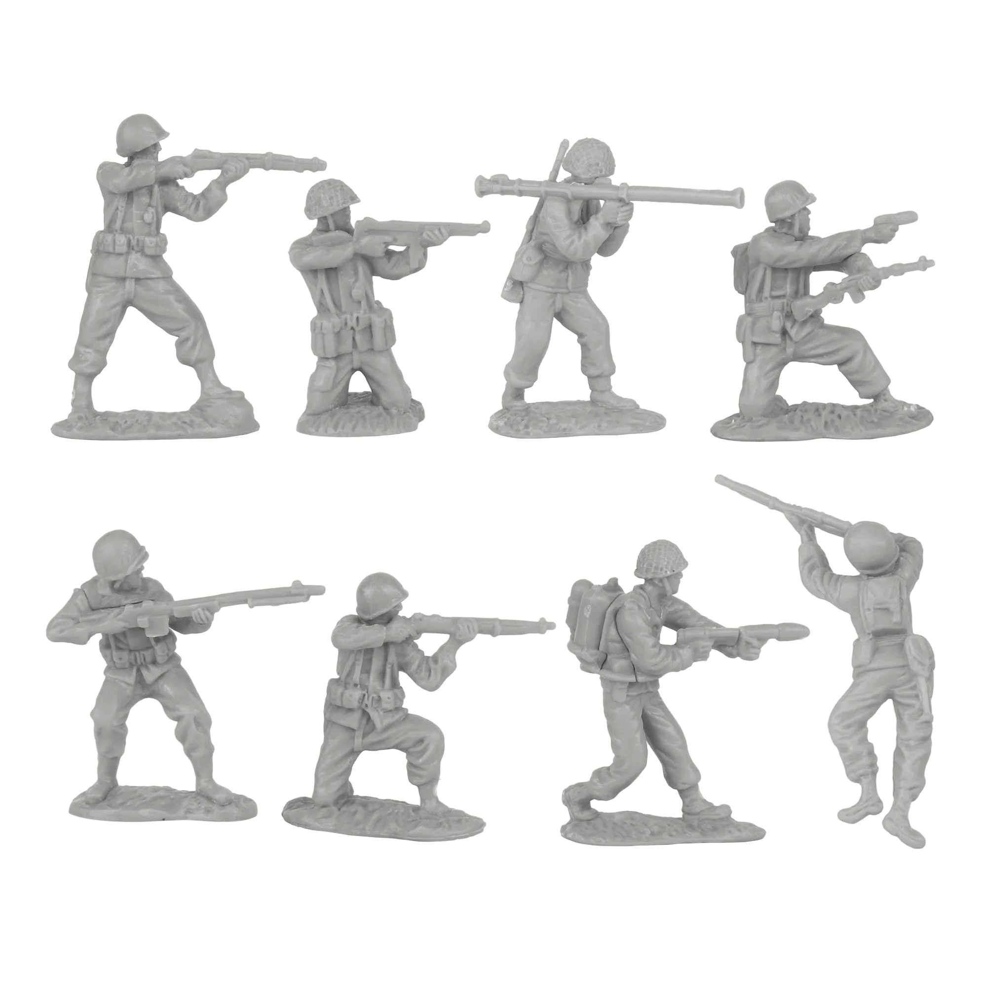 BMC CTS WW2 US Infantry Plastic Army Men - 33pc Gray 1:32 Soldier Figures - Image 3