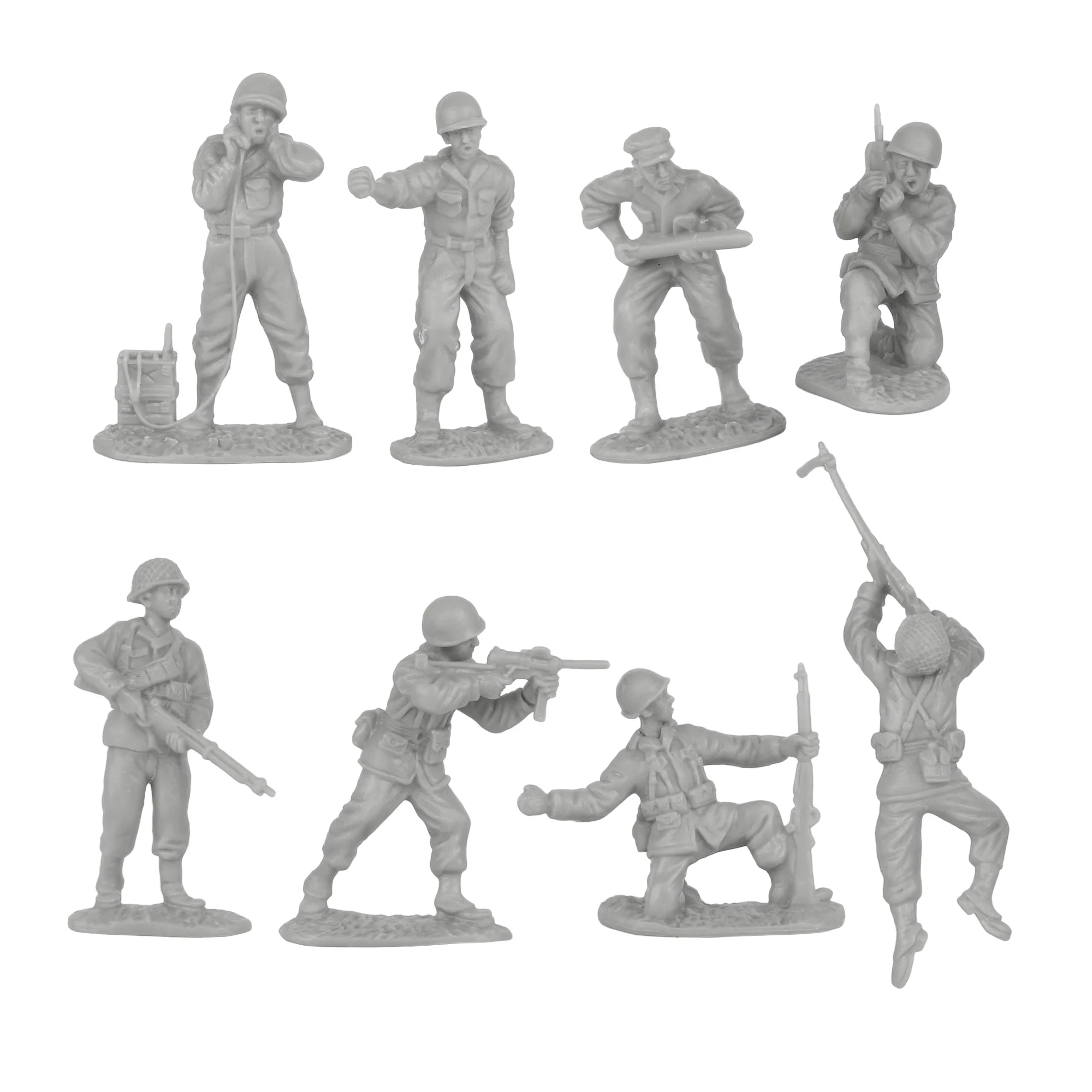 BMC CTS WW2 US Infantry Plastic Army Men - 33pc Gray 1:32 Soldier Figures - Image 4