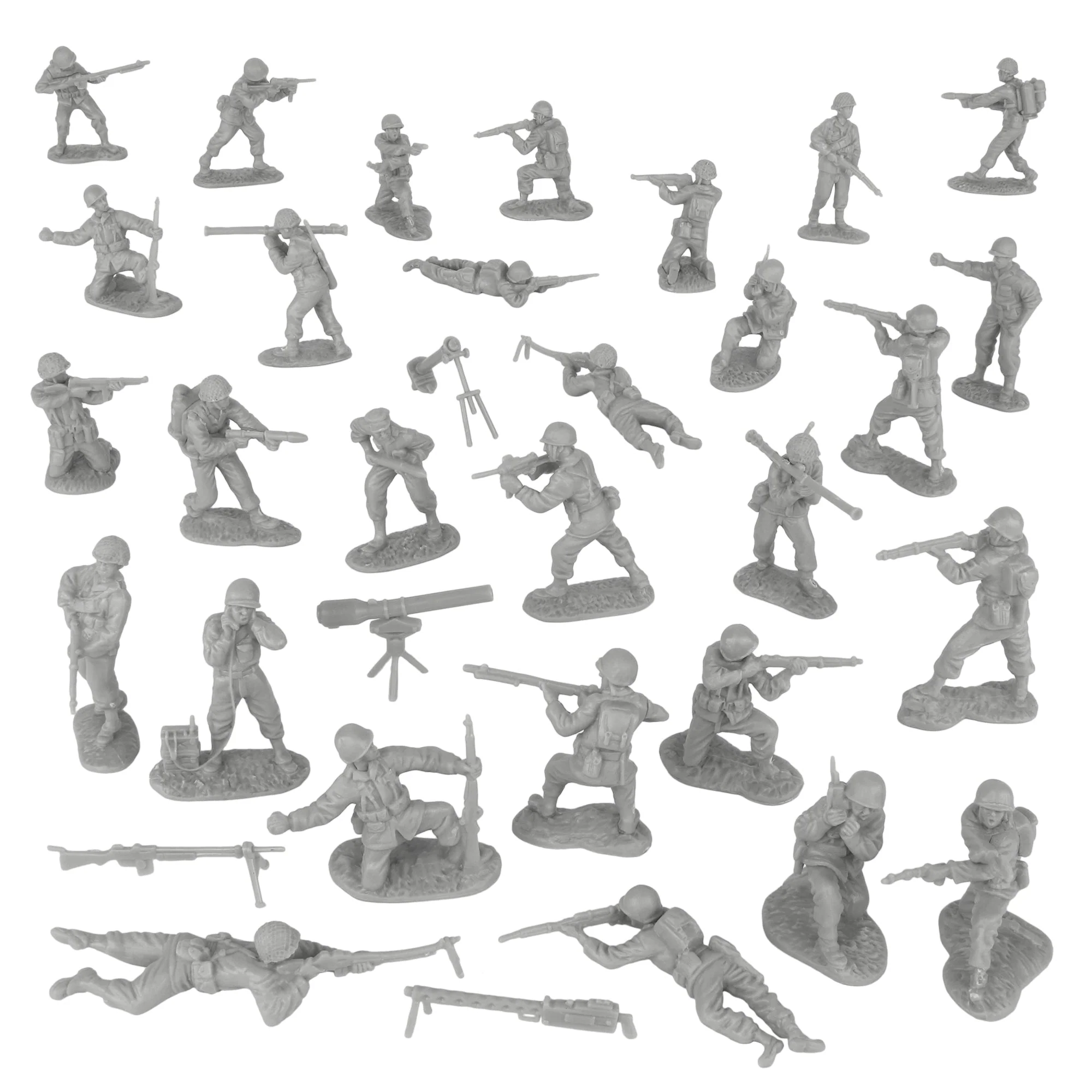BMC CTS WW2 US Infantry Plastic Army Men - 33pc Gray 1:32 Soldier Figures - Image 5
