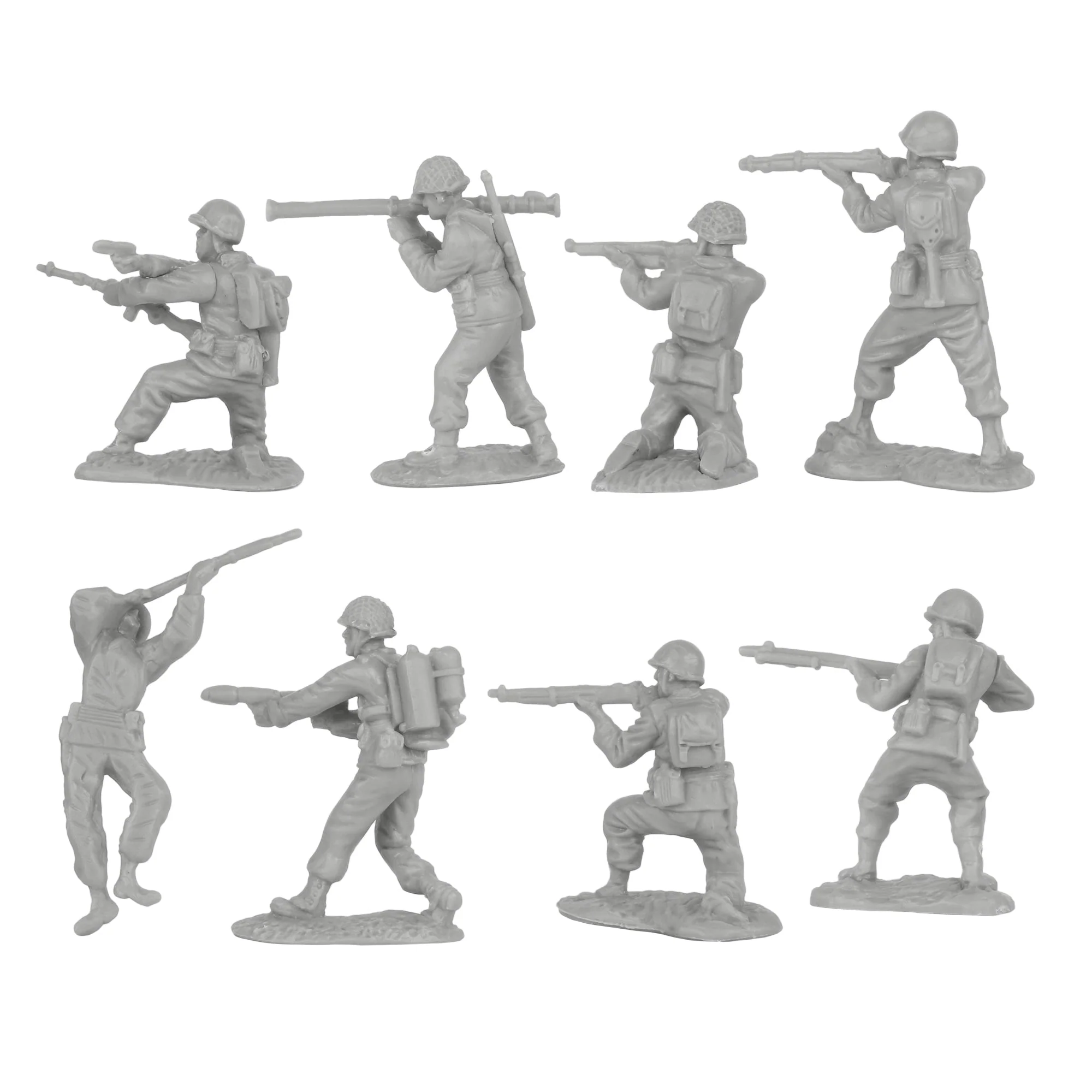 BMC CTS WW2 US Infantry Plastic Army Men - 33pc Gray 1:32 Soldier Figures - Image 6