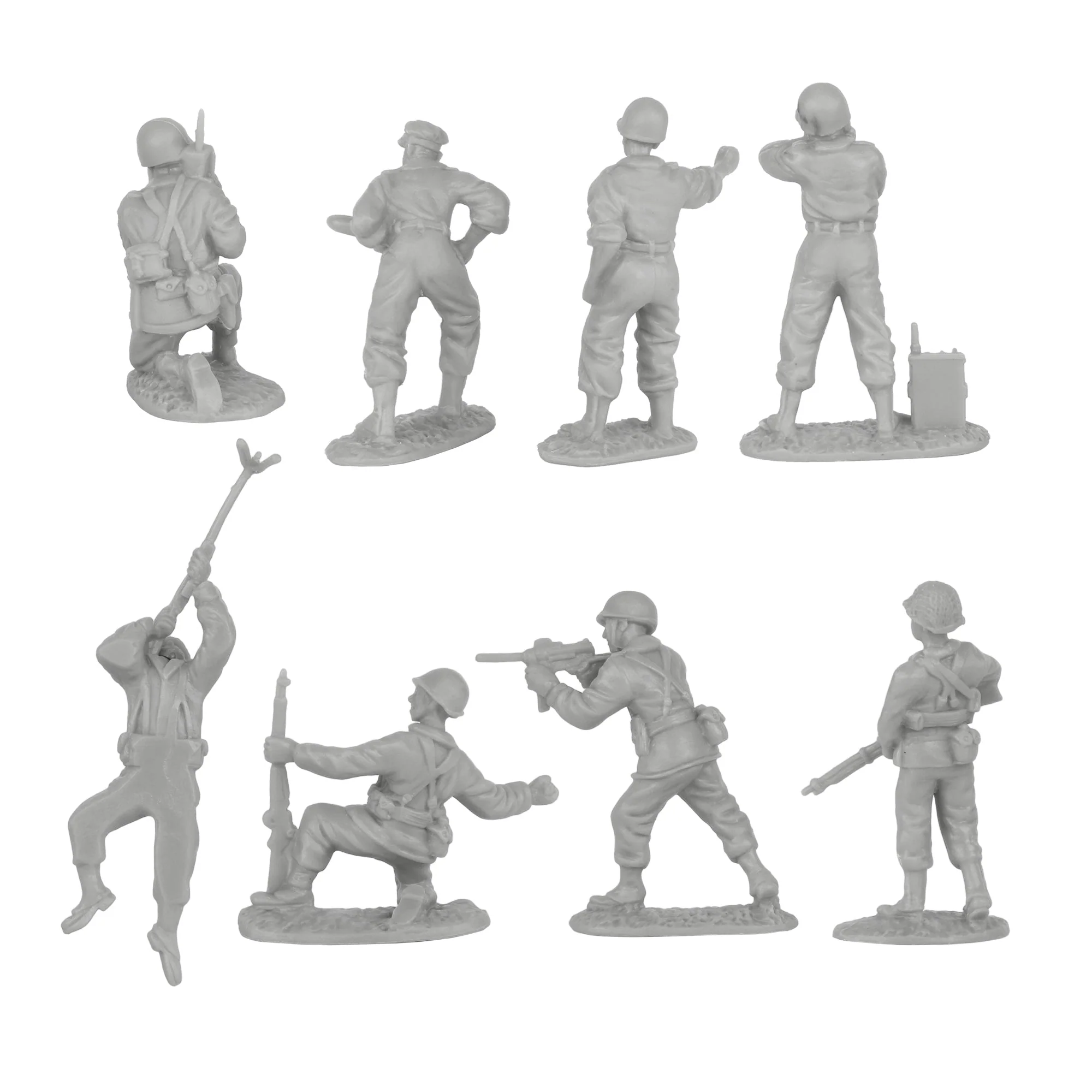 BMC CTS WW2 US Infantry Plastic Army Men - 33pc Gray 1:32 Soldier Figures - Image 7